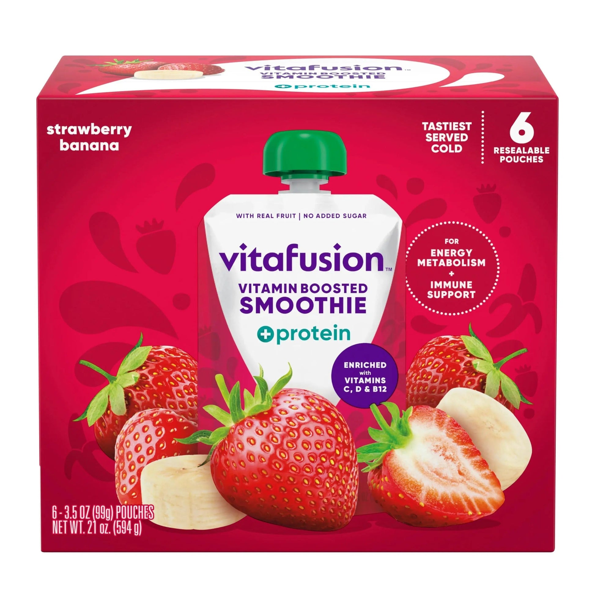 vitafusion Vitamin-Boosted Smoothie +Protein for Energy Metabolism and Immune Support, Strawberry Banana Flavor Excellent Source Vitafusion uk supplements