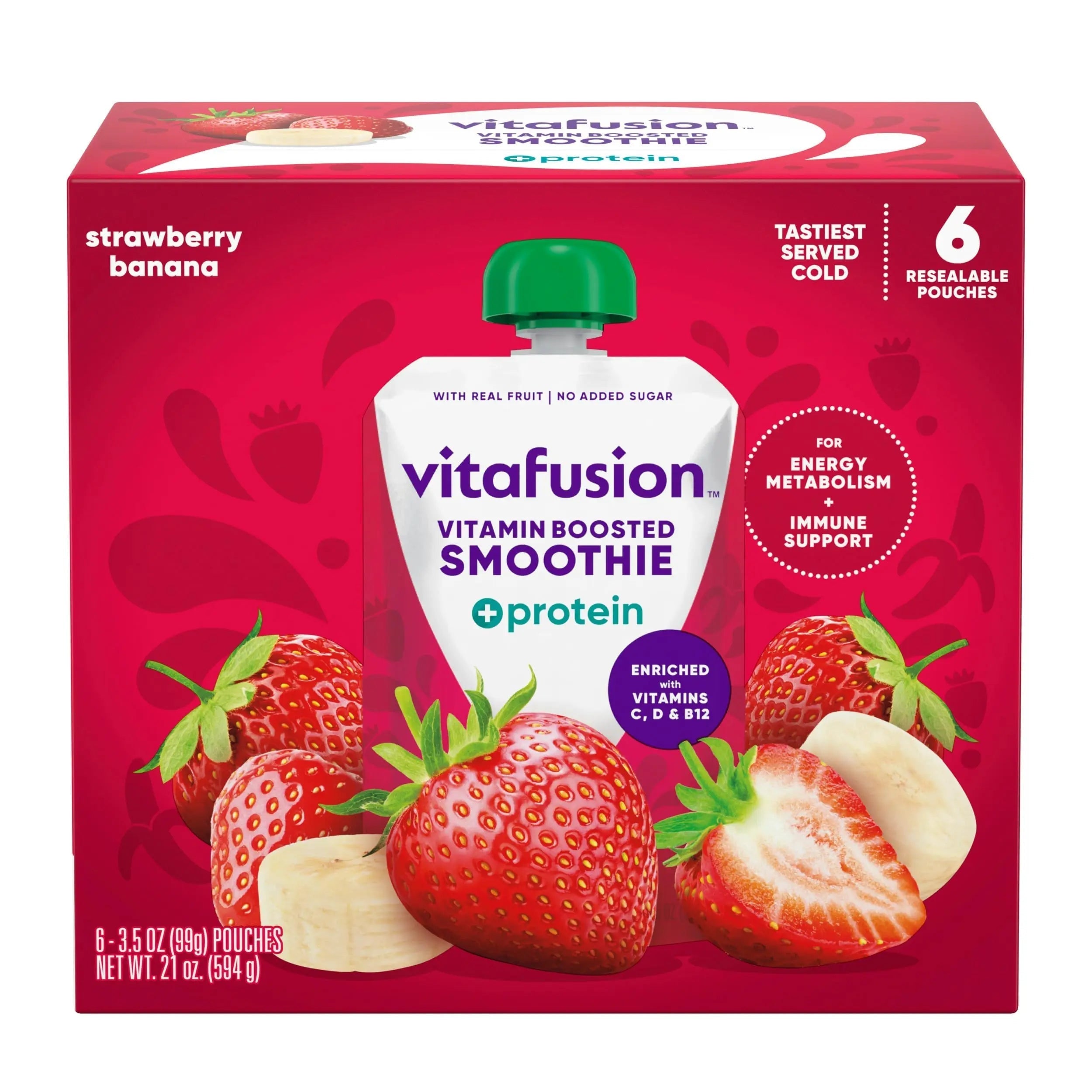 vitafusion Vitamin-Boosted Smoothie +Protein for Energy Metabolism and Immune Support, Strawberry Banana Flavor Excellent Source Vitafusion uk supplements