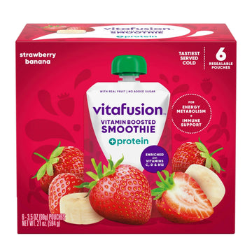 vitafusion Vitamin-Boosted Smoothie +Protein for Energy Metabolism and Immune Support, Strawberry Banana Flavor Excellent Source Vitafusion uk supplements