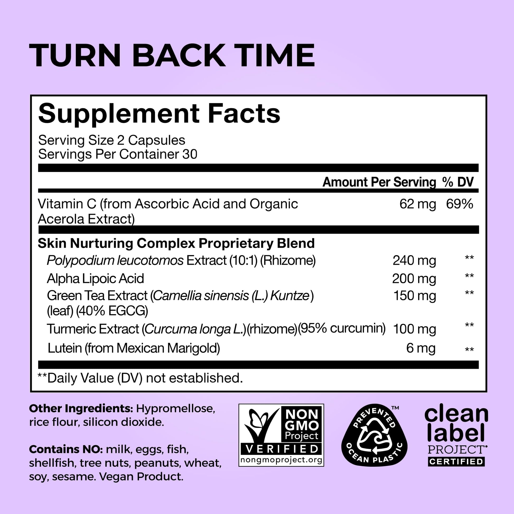 HUM Turn Back Time Turmeric Supplement for Youthful Looking Skin Support with Green Tea Extract, Lutein & Polyphenols, Skin Care Aging & Collagen Support Capsules for Even Tone, 60 Vegan Capsules HUM uk supplements