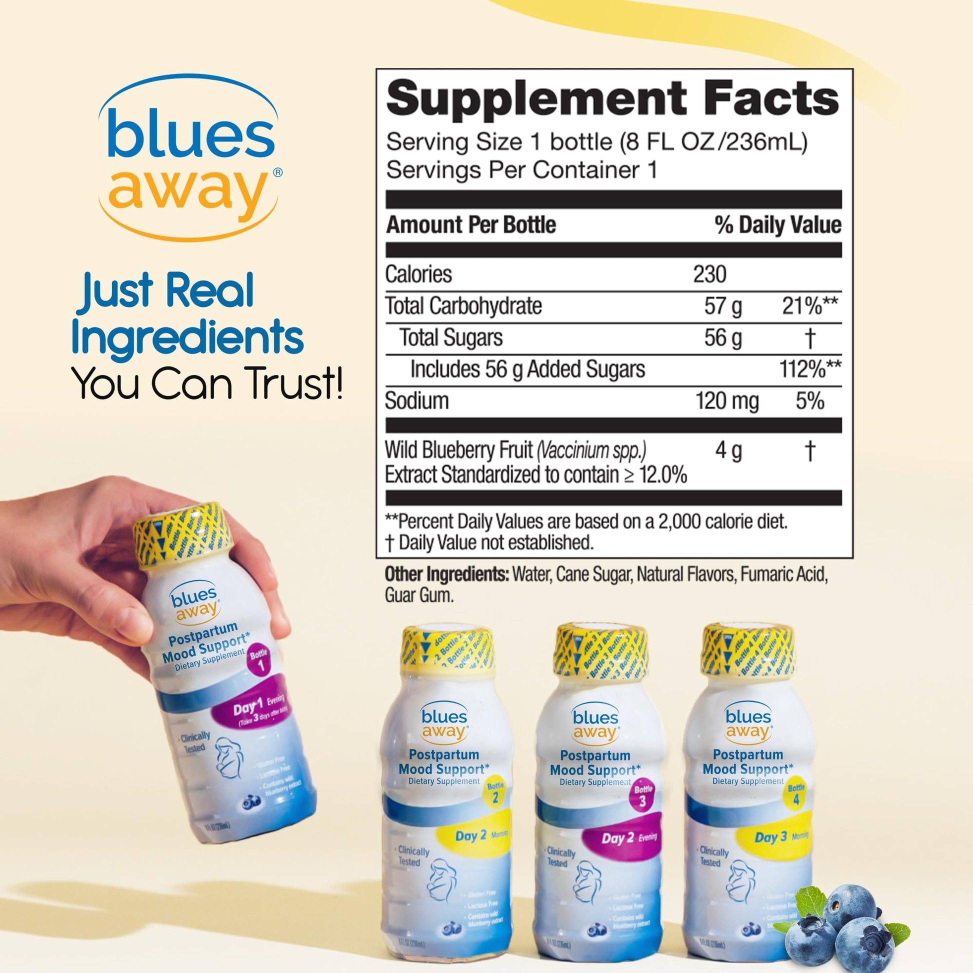 Blues Away Postpartum Mood Support Drink - Breastfeeding Friendly Postnatal Hormone Balance for Women - 3-Day Liquid Dietary Stress Support Shake [4 Bottles] Blues Away uk supplements