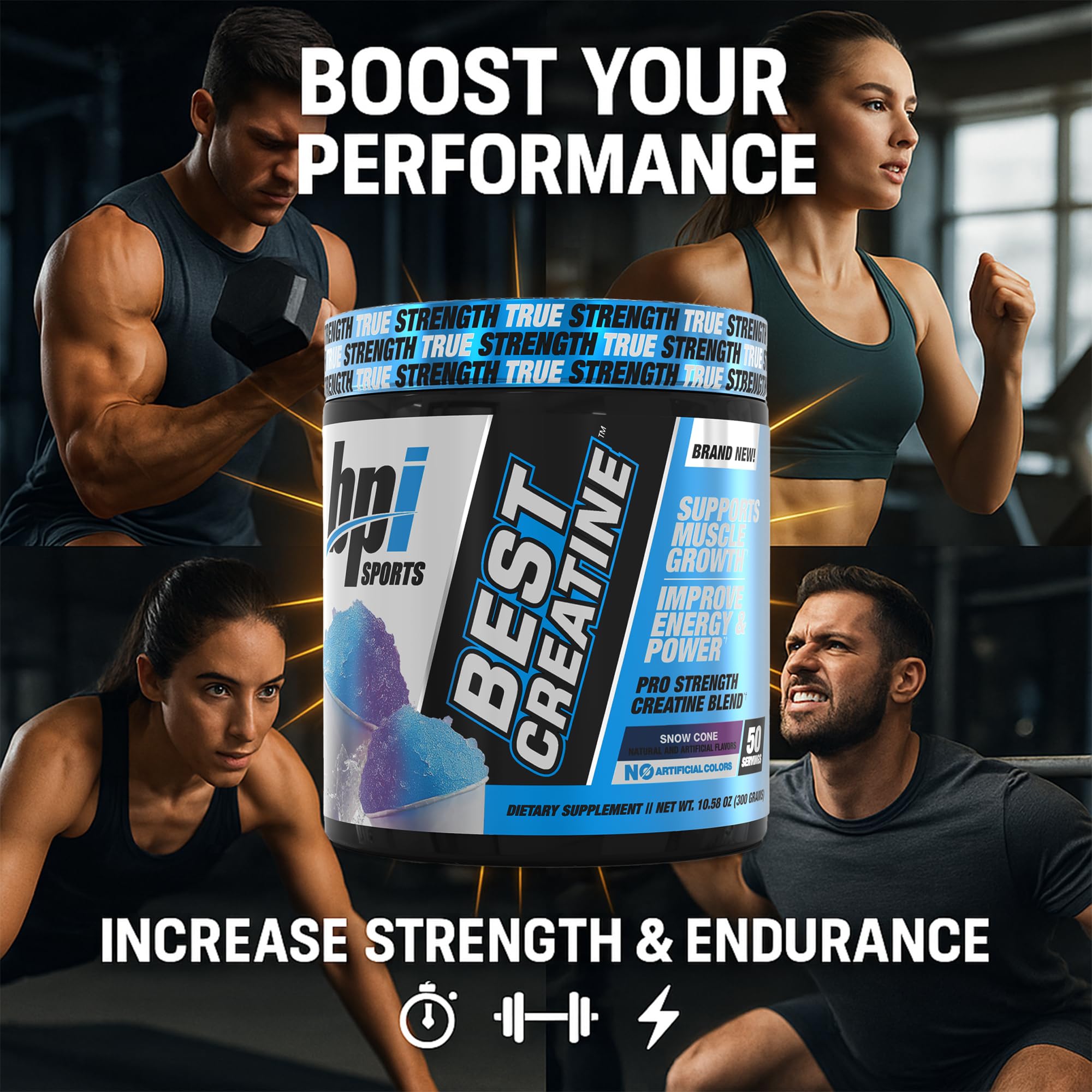 BPI Sports Best Creatine - Creatine Monohydrate Powder for Men & Women, Himalayan Salt - Strength, Pump, Endurance, Muscle Growth, Muscle Definition - No Bloat - Snow Cone - 50 servings - 10.58 Oz BPI Sports uk supplements