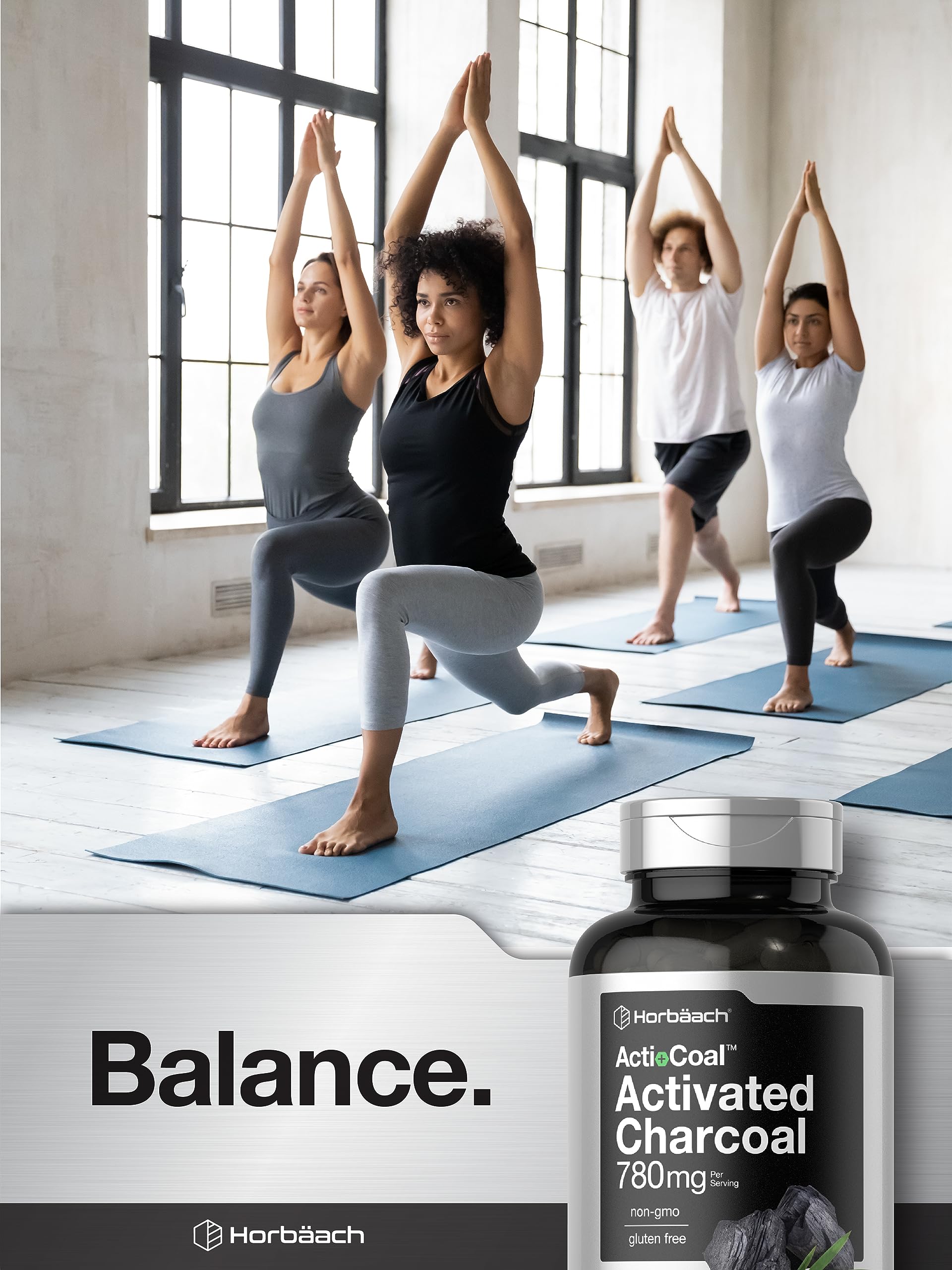 Charcoal Pills 780mg | 180 Capsules | Activated Charcoal from Coconut Shells | Non-GMO Horbäach uk supplements