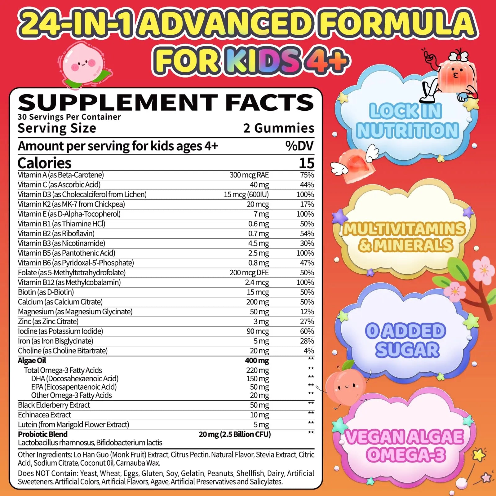Fajeckma Organic Kids Multivitamin Gummies: Sugar Free Multi Vitamin Gummy with Vitamins D3 Iron Omega Probiotic Elderberry Calcium Zinc Dha Fajeckma uk supplements