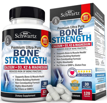 Bone Strength Supplement with Calcium + D3, K2 & Magnesium - Highly Absorbable BioSchwartz uk supplements