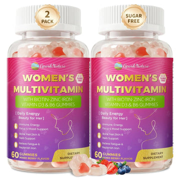 Multivitamin for Women Gummies With Iron, Magnesium, Folate, Biotin, Zinc, Womens Multivitamin Gummy Vitamin D3 A C E, B Complex GparkNature uk supplements