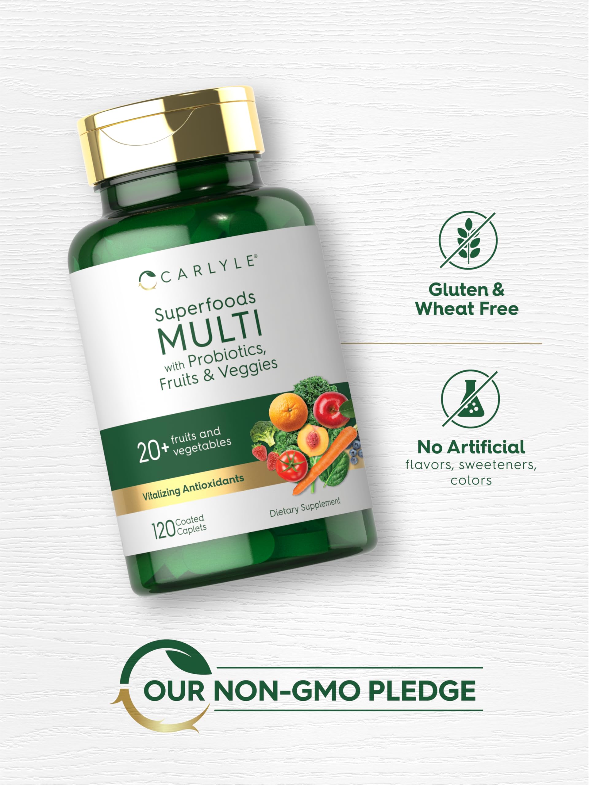 Carlyle Fruits and Veggies Supplement | 120 Count | Superfood Multivitamin with Probiotics | Made with 20 Fruits and Vegetables | Non-GMO & Gluten Free Carlyle uk supplements