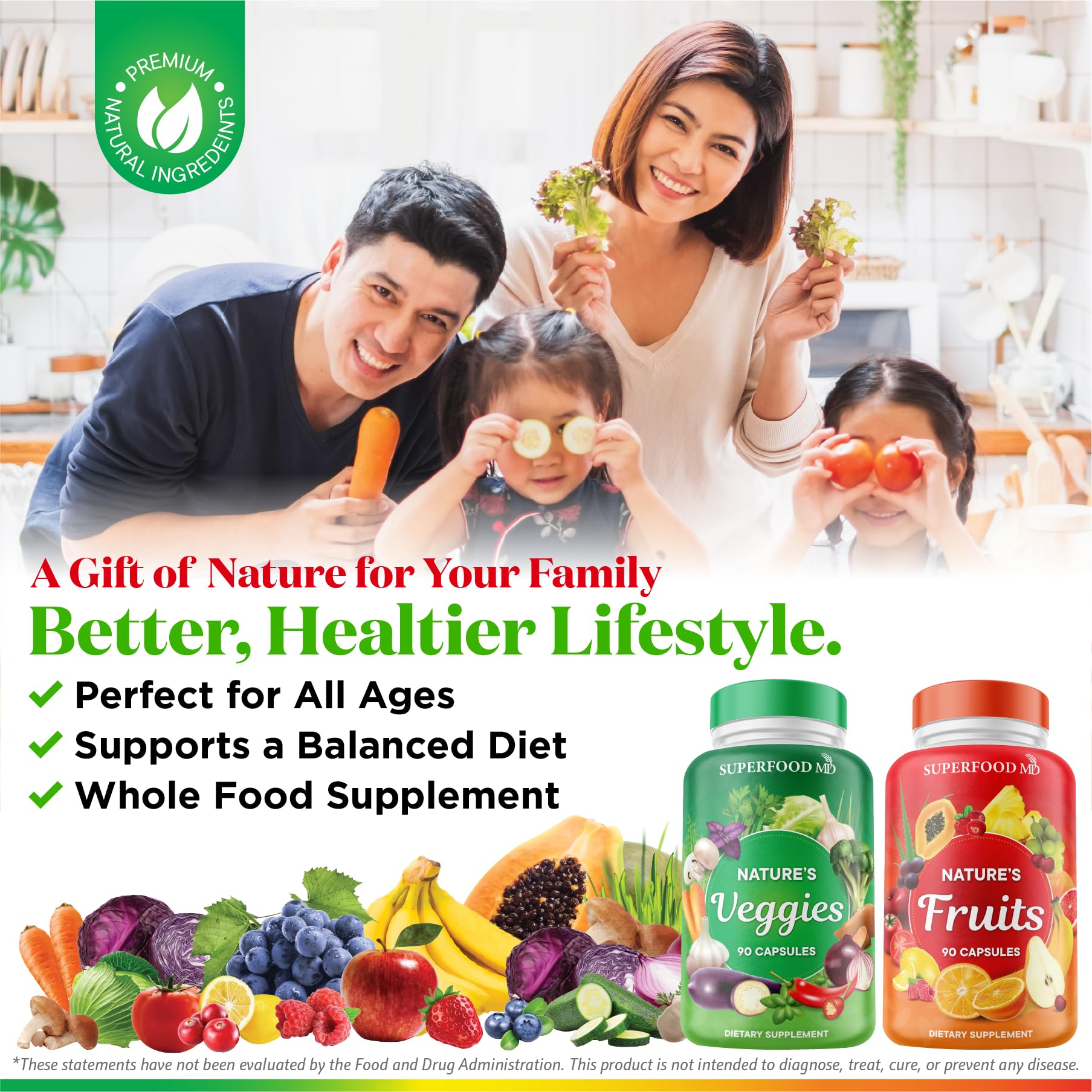 Superfood MD Fruits & Veggies Supplement - Whole Food Natural Superfoods - with Beta Carotene - Soy Free- 90 Count (Pack of 2) Superfood MD uk supplements