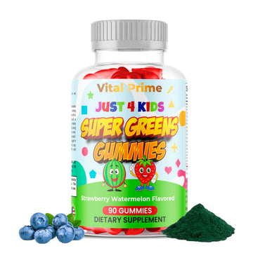 FourRoar Vital Prime Super Green Gummies for Kids 90 Count Strawberry & Watermelon Flavor | Fruit and Vegetable Gummies | Vegan Veggies Gummy Multivitamin for Kids FourRoar uk supplements