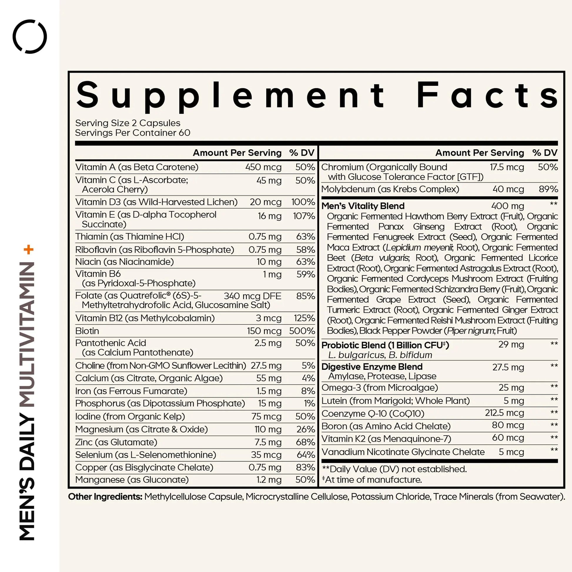 Codeage Men’s Daily Multivitamin – 25+ Essential Vitamins & Minerals, Organic Whole Foods, Probiotics, Omega-3, Zinc Codeage uk supplements