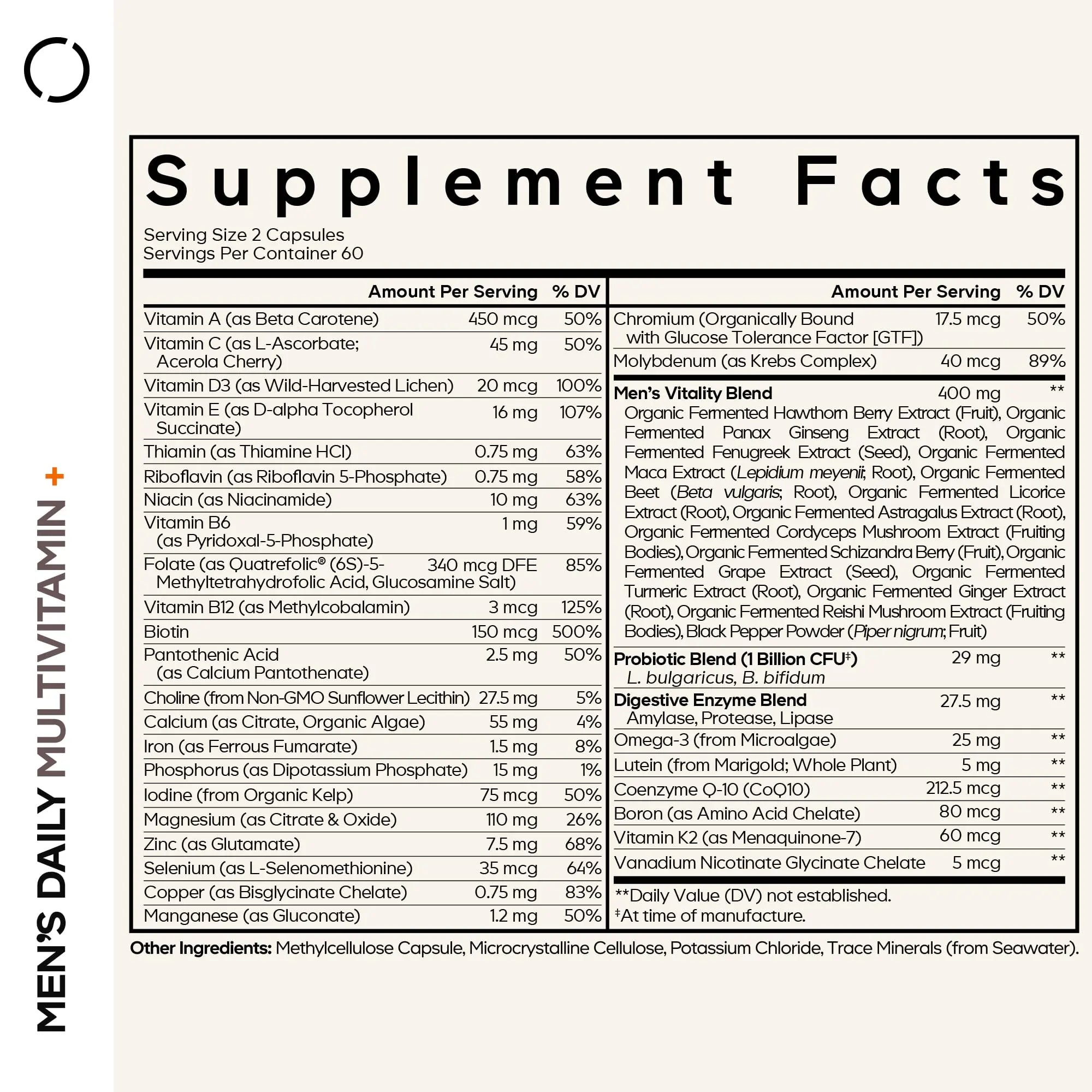 Codeage Men’s Daily Multivitamin – 25+ Essential Vitamins & Minerals, Organic Whole Foods, Probiotics, Omega-3, Zinc Codeage uk supplements