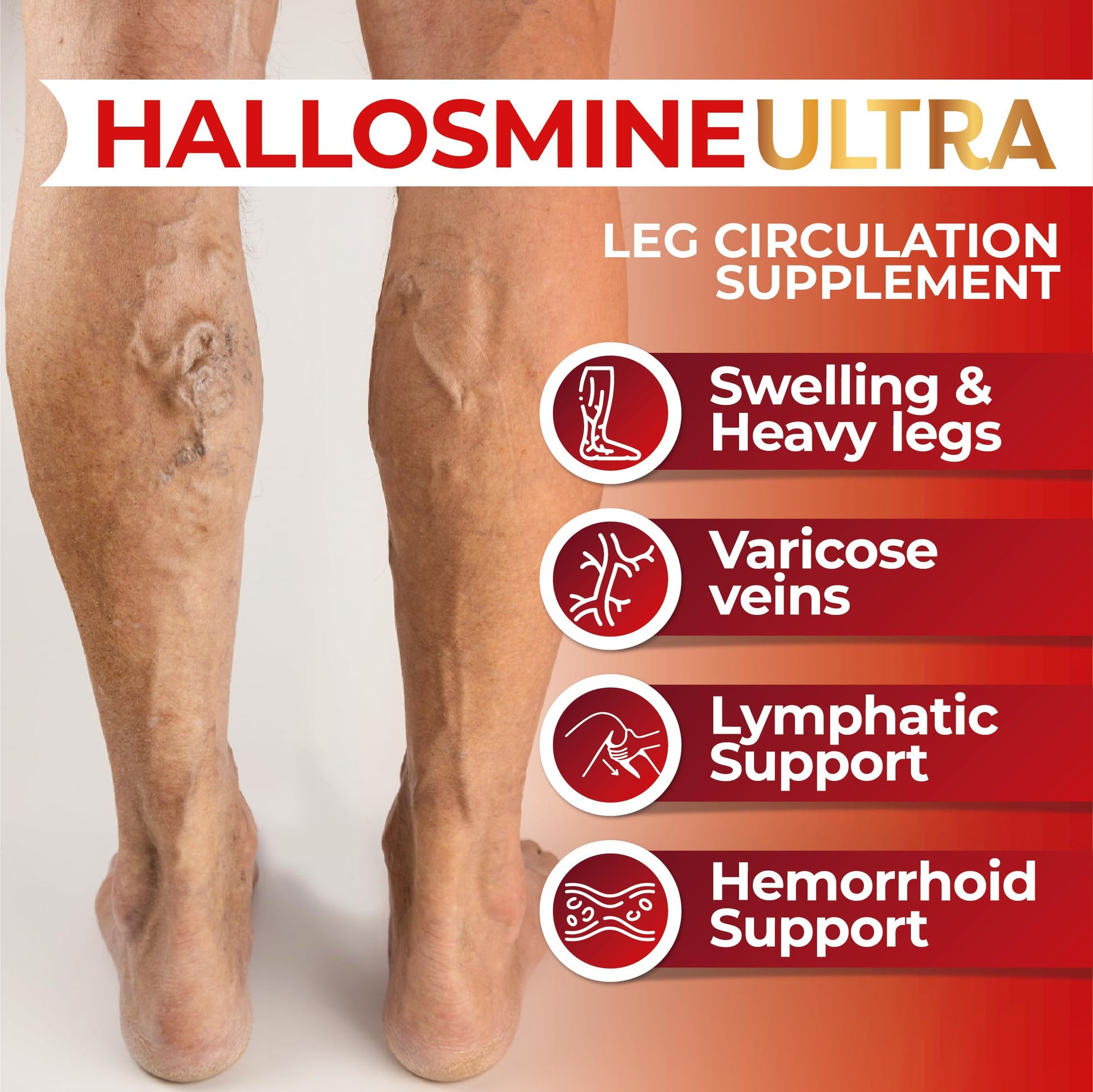 Hallosmine Ultra 650mg Diosmin Hesperidin, 60 Capsules + FREE Leg Cream with Diosmin, Hesperidin & Horse Chestnut, 4 oz | Blood Circulation & Vein Support Supplement, GMO Free, Gluten Free Hallusa Natural uk supplements