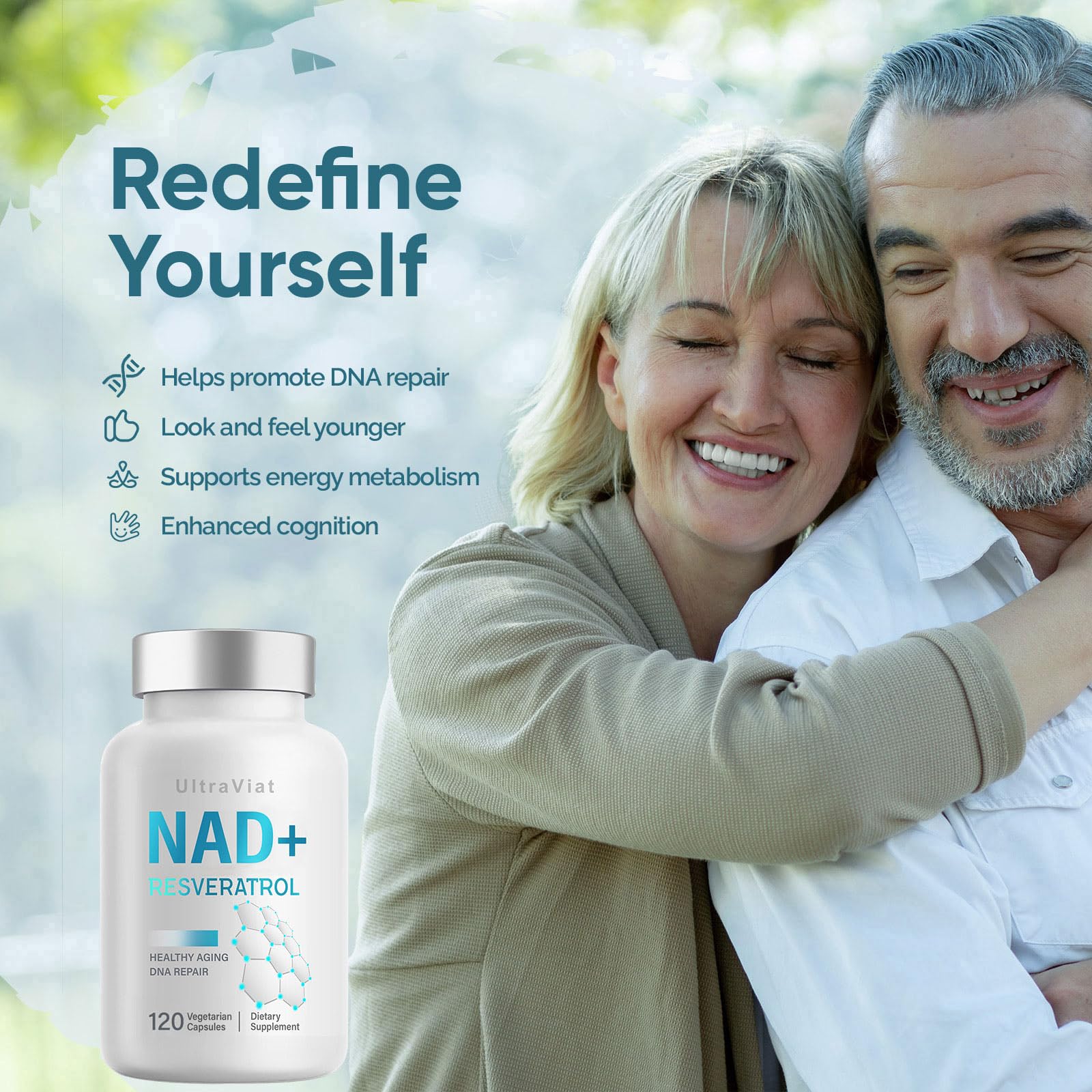 UltraViat NAD+ Supplement 1000mg, Premium NAD+ & Resveratrol Complex for Energy & Anti Aging - 120 Capsules UltraViat uk supplements