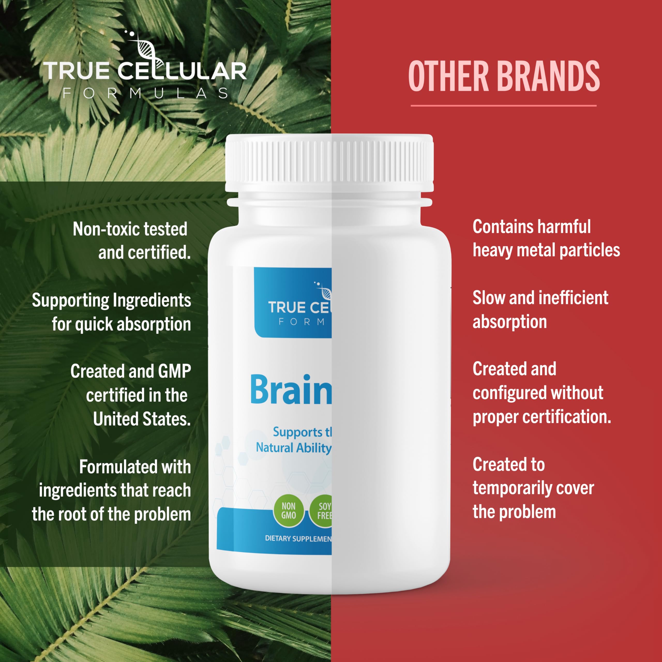 True Cellular Formulas BrainDTX - Supports Cognitive Function, Focus & Mental Clarity - Promotes Clear Thinking & Memory - with Alpha Lipoic Acid & Biotin - Antioxidant Support - 60 Capsules True Cellular Formulas uk supplements