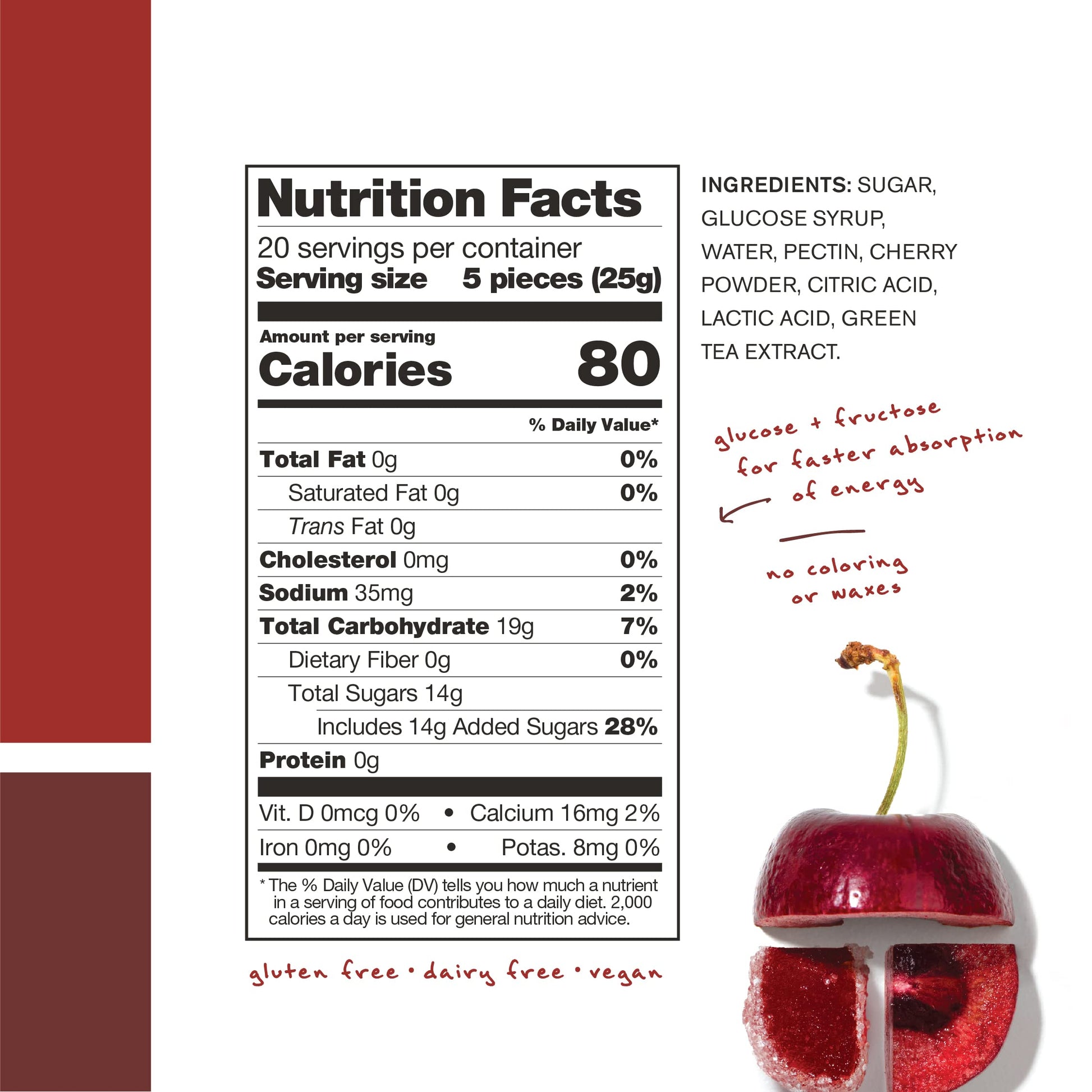 Skratch Labs Sport Energy Chews, Sour Cherry with Caffeine (10 Pack) Skratch Labs uk supplements