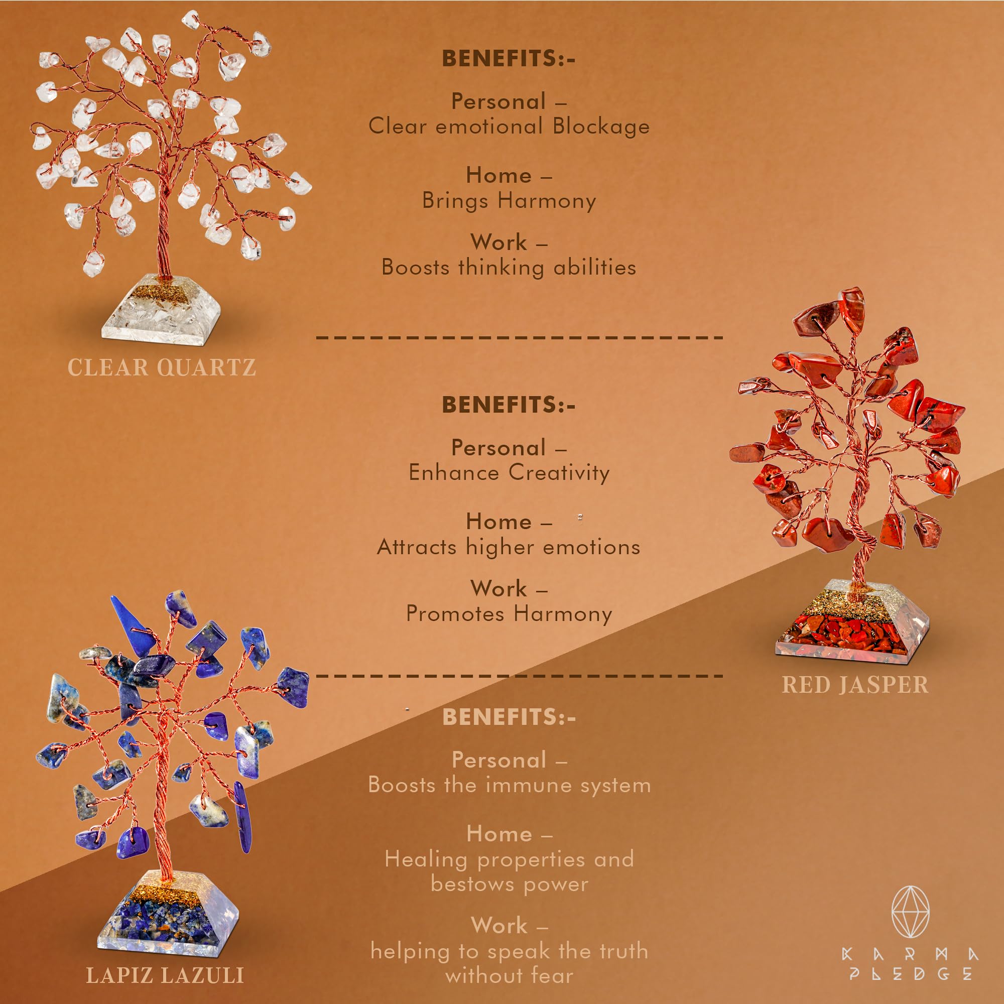 Crystal Tree Tree of Life 7 Chakra Healing Crystals & Stones for Positive Energy, Good Luck Gifts KARMAPLEDGE uk supplements