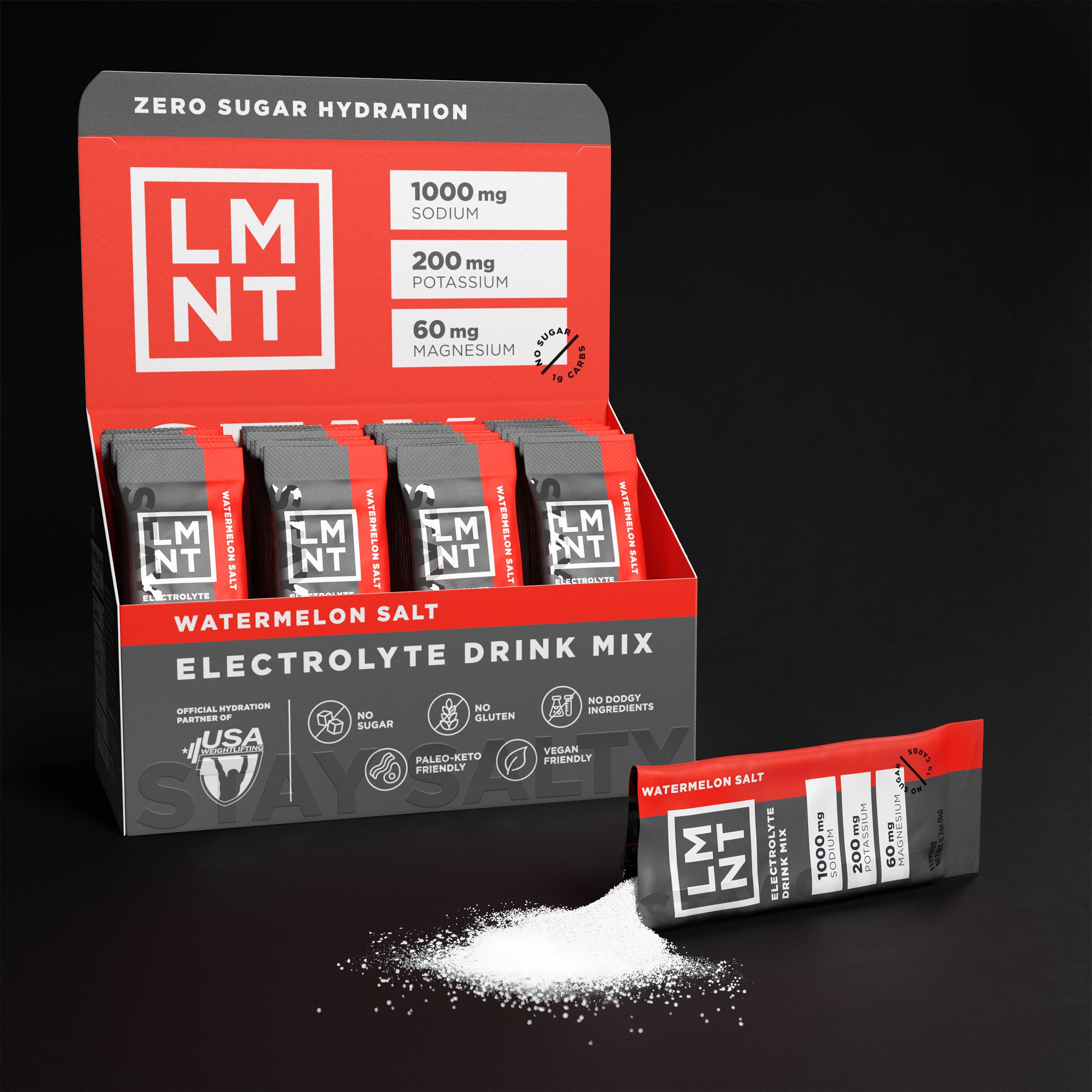 LMNT Zero Sugar Electrolytes - Watermelon Salt | Drink Mix | 30-Count Drink LMNT uk supplements