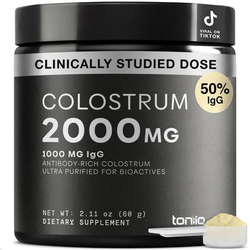 Toniiq Colostrum Powder – Ultra High Potency 50% IgG Concentrate – Farm-to-Jar Traceable French Colostrum – Microfiltered for Purity – Third-Party Lab Verified – 30 Servings Toniiq uk supplements