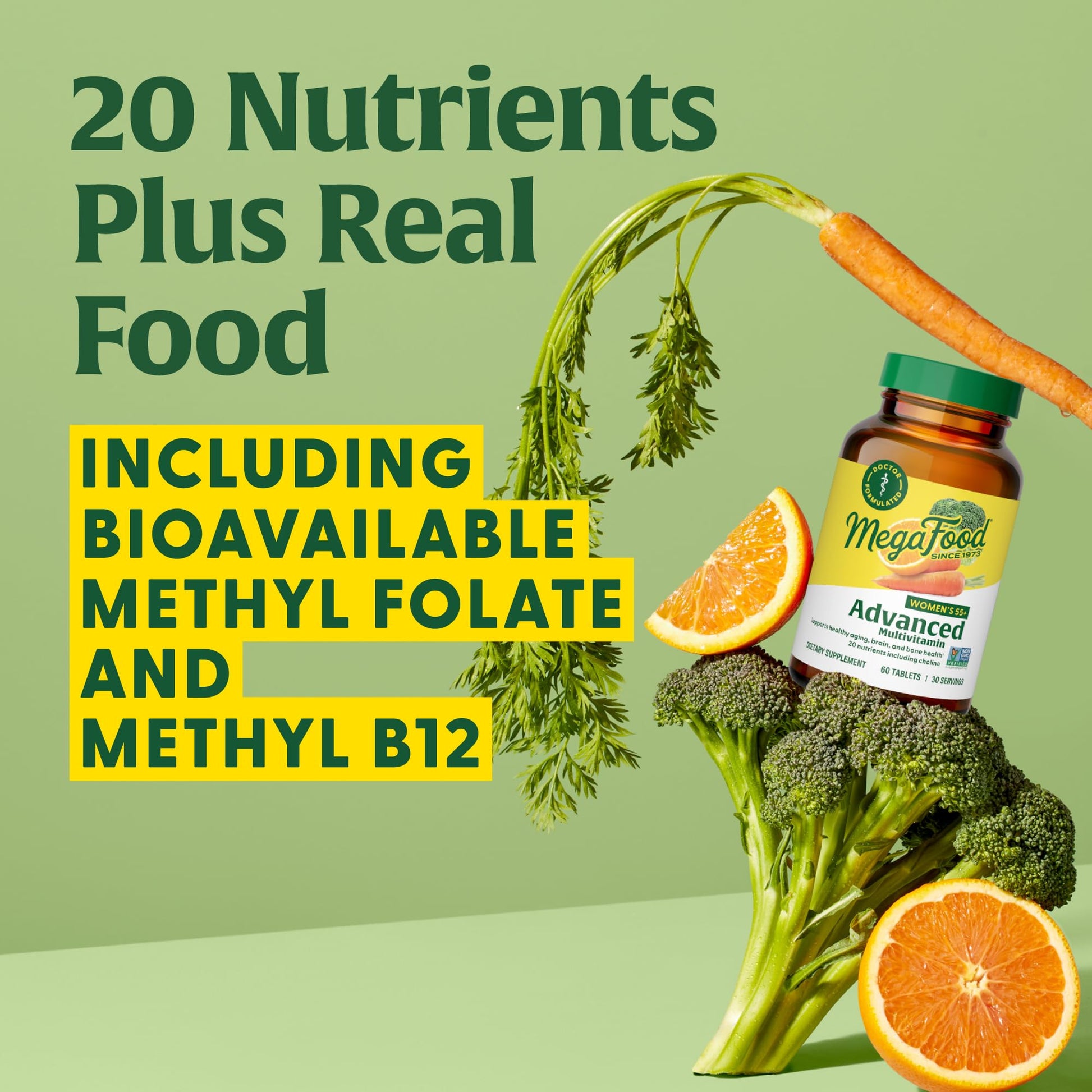 MegaFood, Multi for Women 55+, Supports Optimal Health and Wellbeing, Multivitamin and Mineral Dietary Supplement, Gluten Free, Vegetarian, 60 tablets (30 servings) MegaFood uk supplements