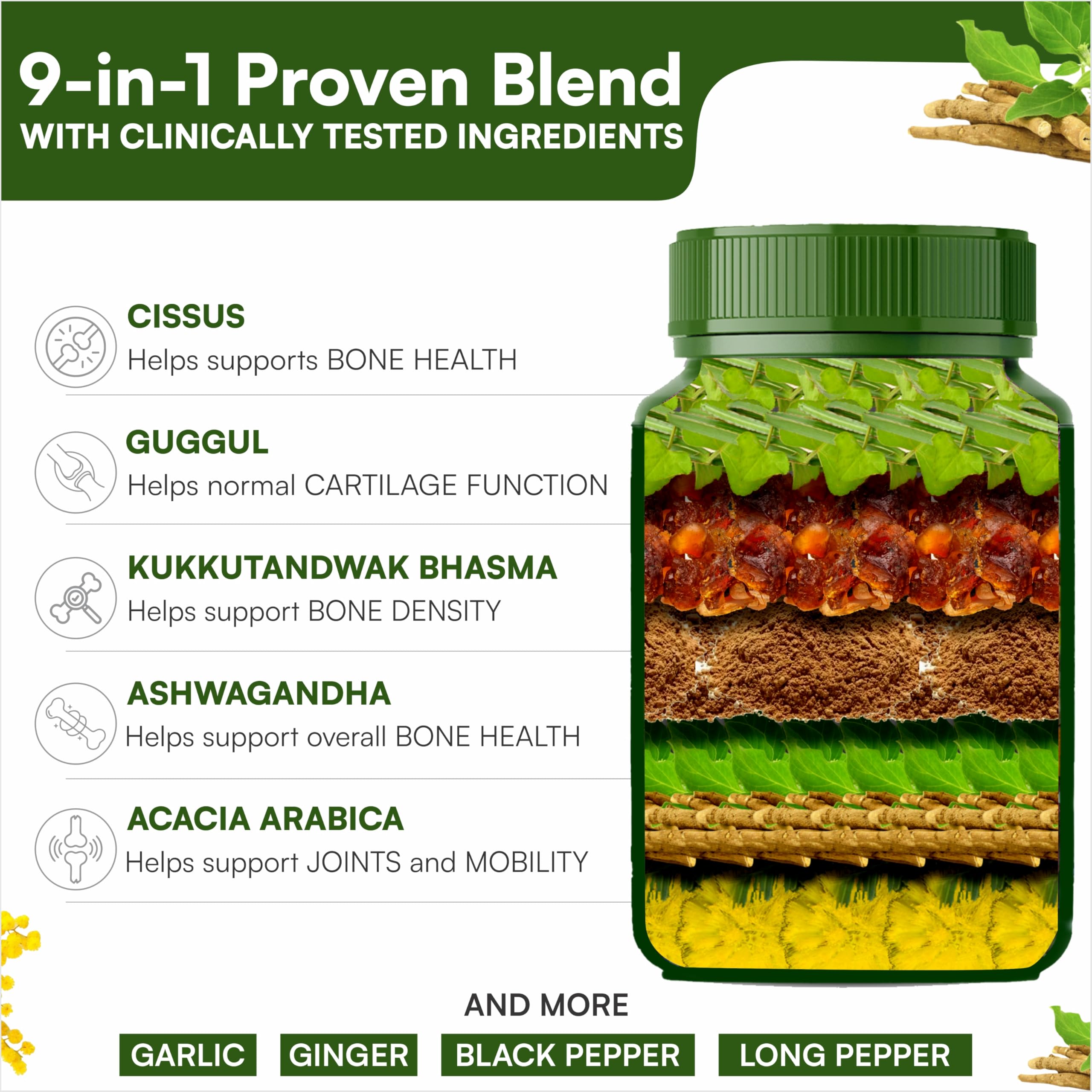 SHREE DHANWANTRI HERBALS SDH Bonartho | Bone & Joint Support Supplement | Move with Comfort & Ease | 60 Caps (1 Mon Supply) SHREE DHANWANTRI HERBALS uk supplements