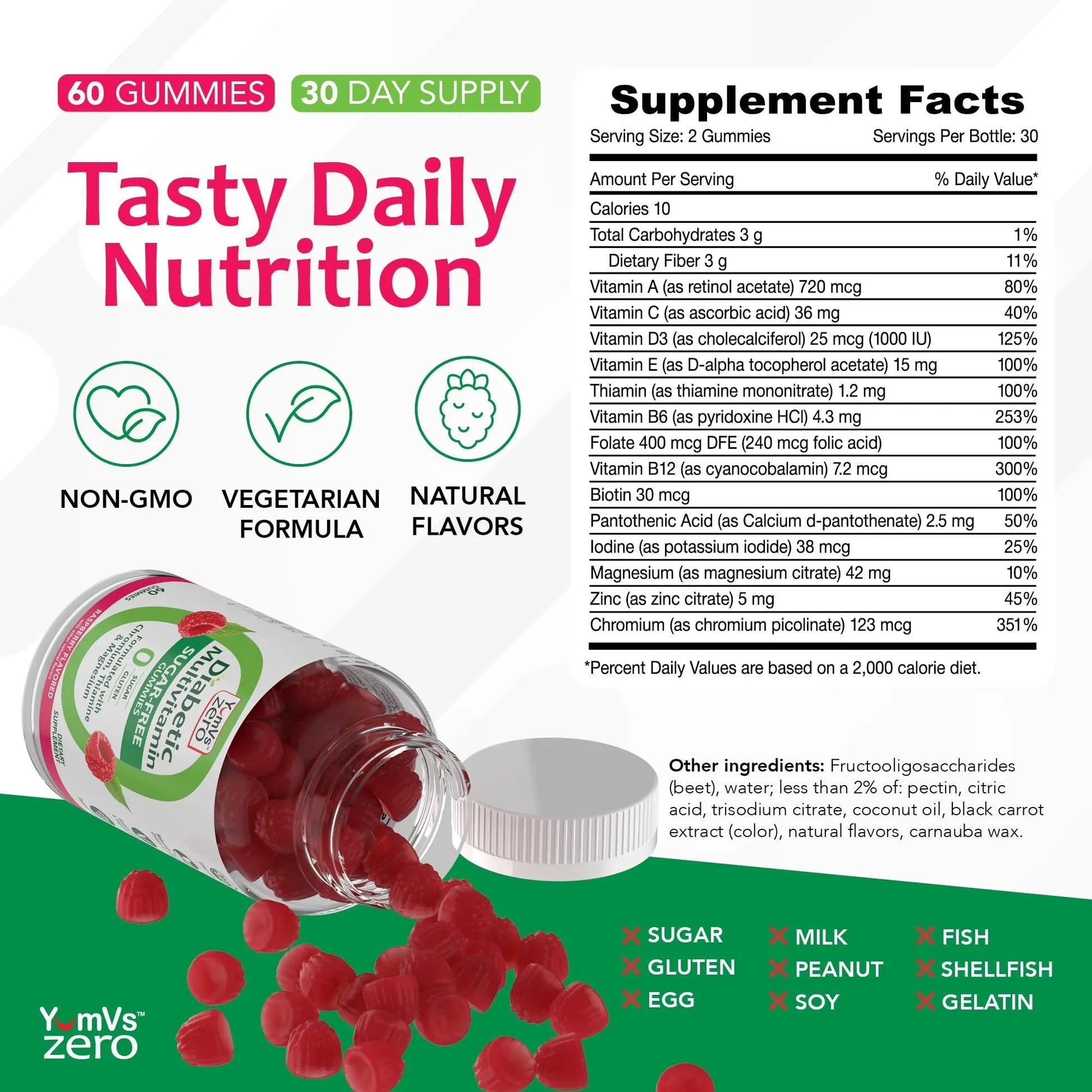YUM-V'S Multivitamin for Women & Men – Sugar Free Multivitamin Gummies – Zero Sugar Gummy with Chromium, Thiamine & Magnesium YUM-V'S uk supplements