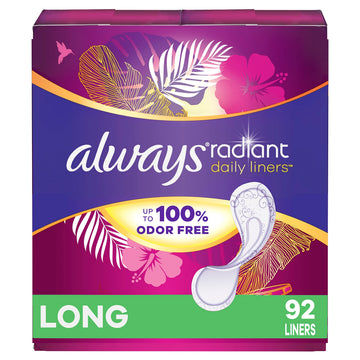 Always Radiant Daily Liners Long Absorbency, Up to 100% Odor-free, 92 Count Always uk supplements