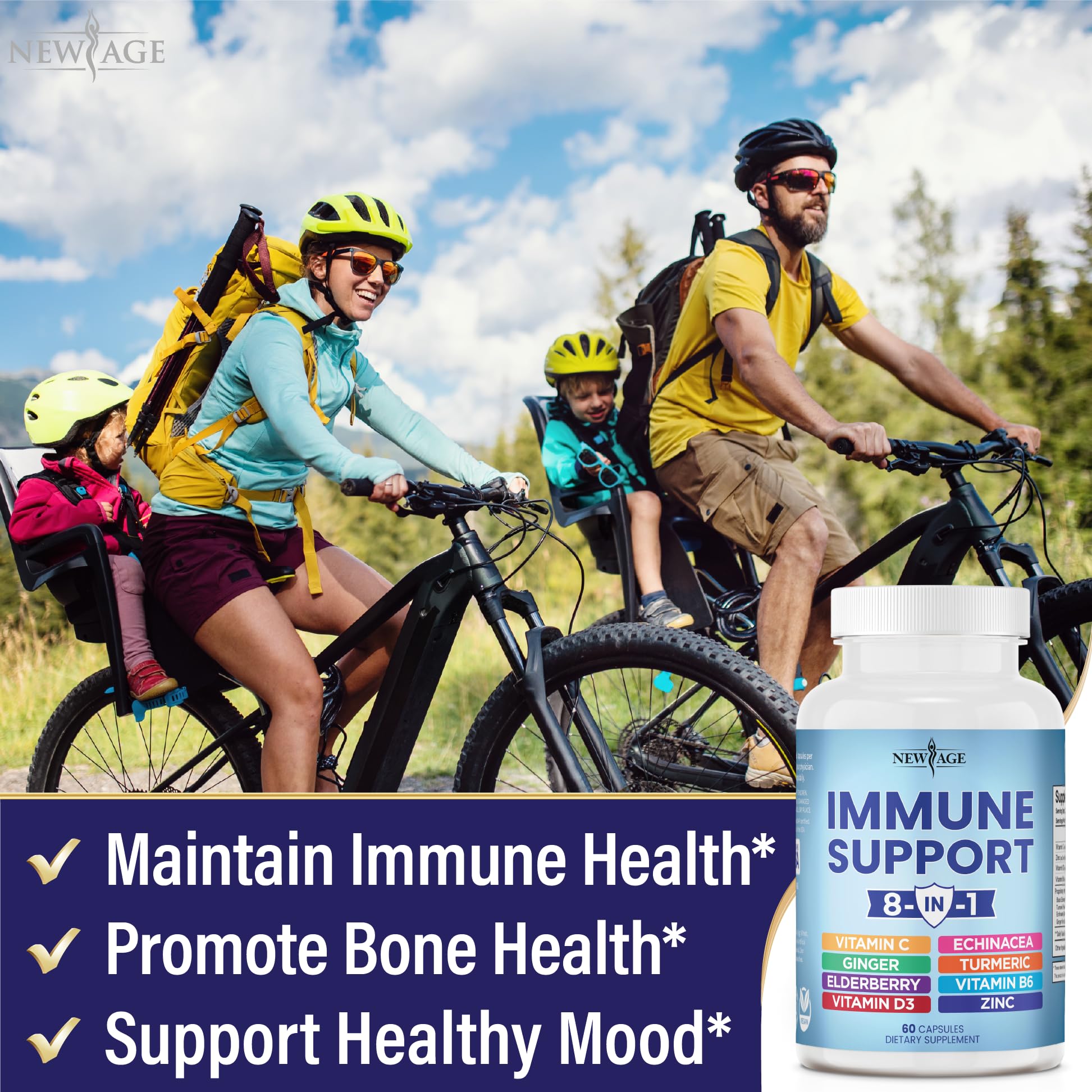 NEW AGE 8 in 1 Immune Support Booster Supplement with Echinacea, Vitamin C NEW AGE uk supplements