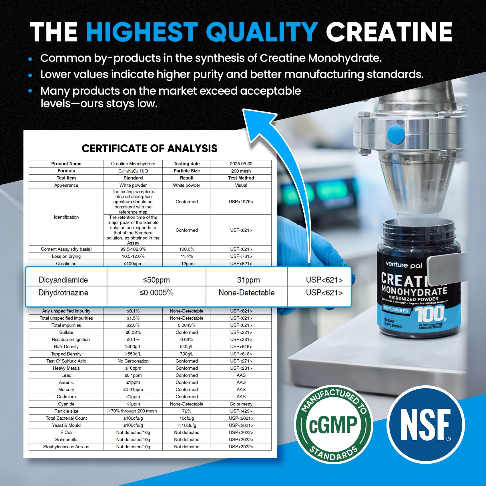 Venture Pal 100% Pure Micronized Creatine Monohydrate Powder, Unflavored Creatine for Women & Men, Vegan, Keto, Gluten Free, 5 g (5000mg) per Serving, Creatina Monohidratada en Polvo Venture Pal uk supplements