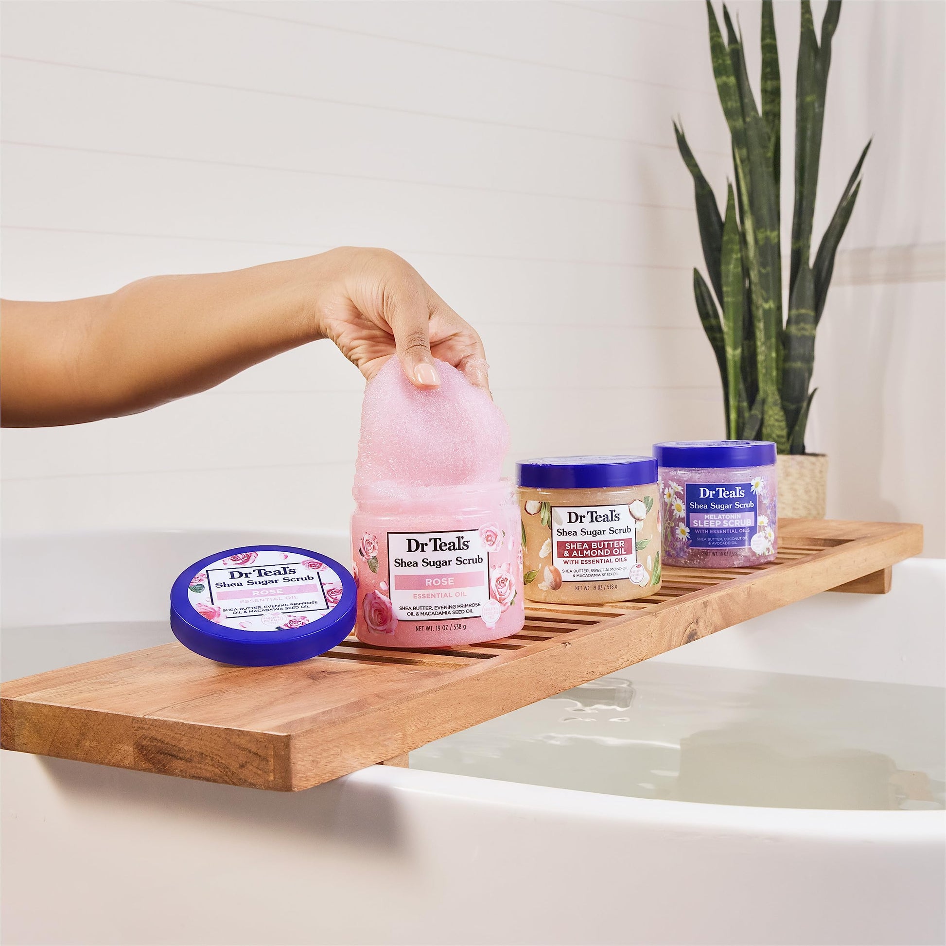 Dr Teal's Shea Sugar Body Scrub, Rose with Essential Oil, 19 oz (Pack of 3) Packaging May Dr Teal's uk supplements