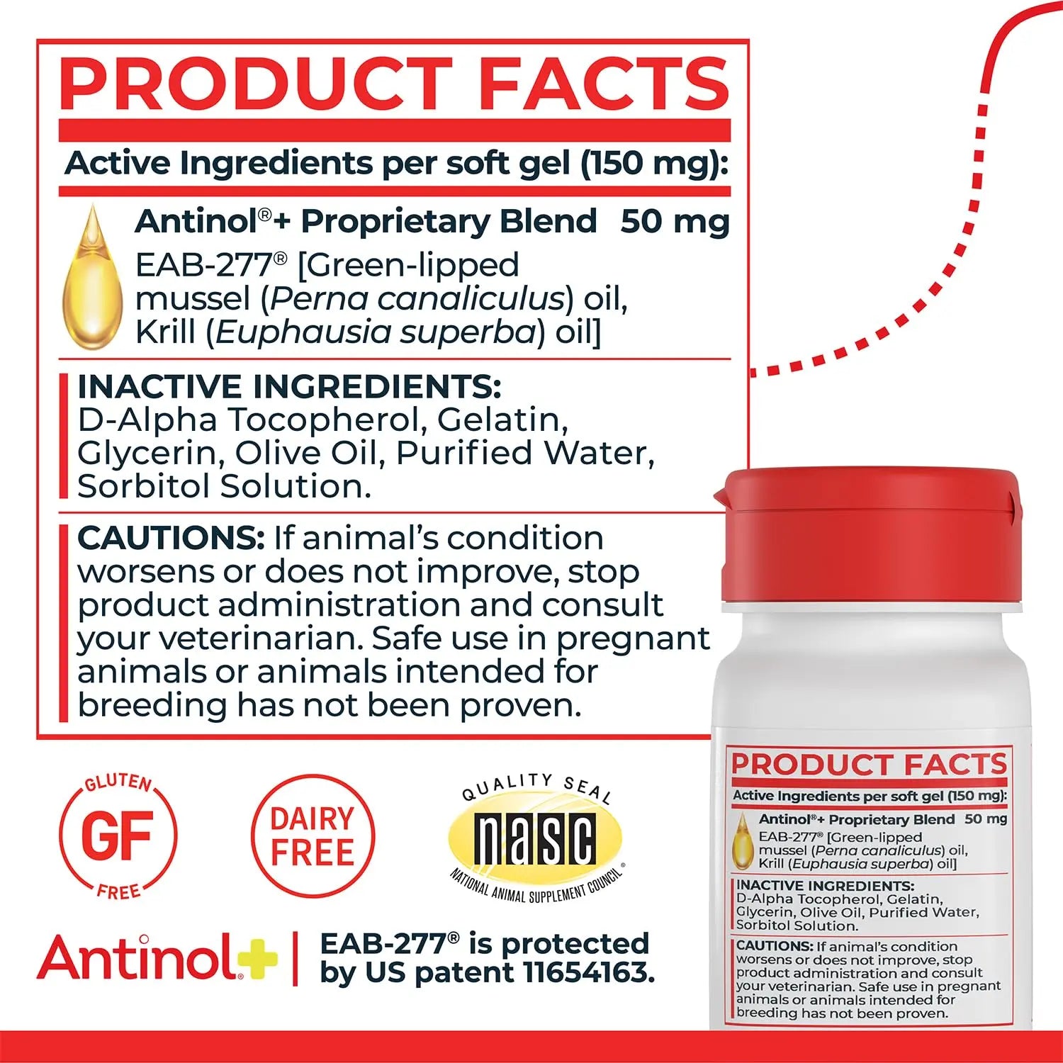 Antinol Plus, Mobility, Hip, and Joint Supplement for Dogs, Green-Lipped Mussels and Krill Oil - Dog Joint Supplement, Better and Faster Than Glucosamine and Chondroitin, 120 Soft Gels Antinol uk supplements