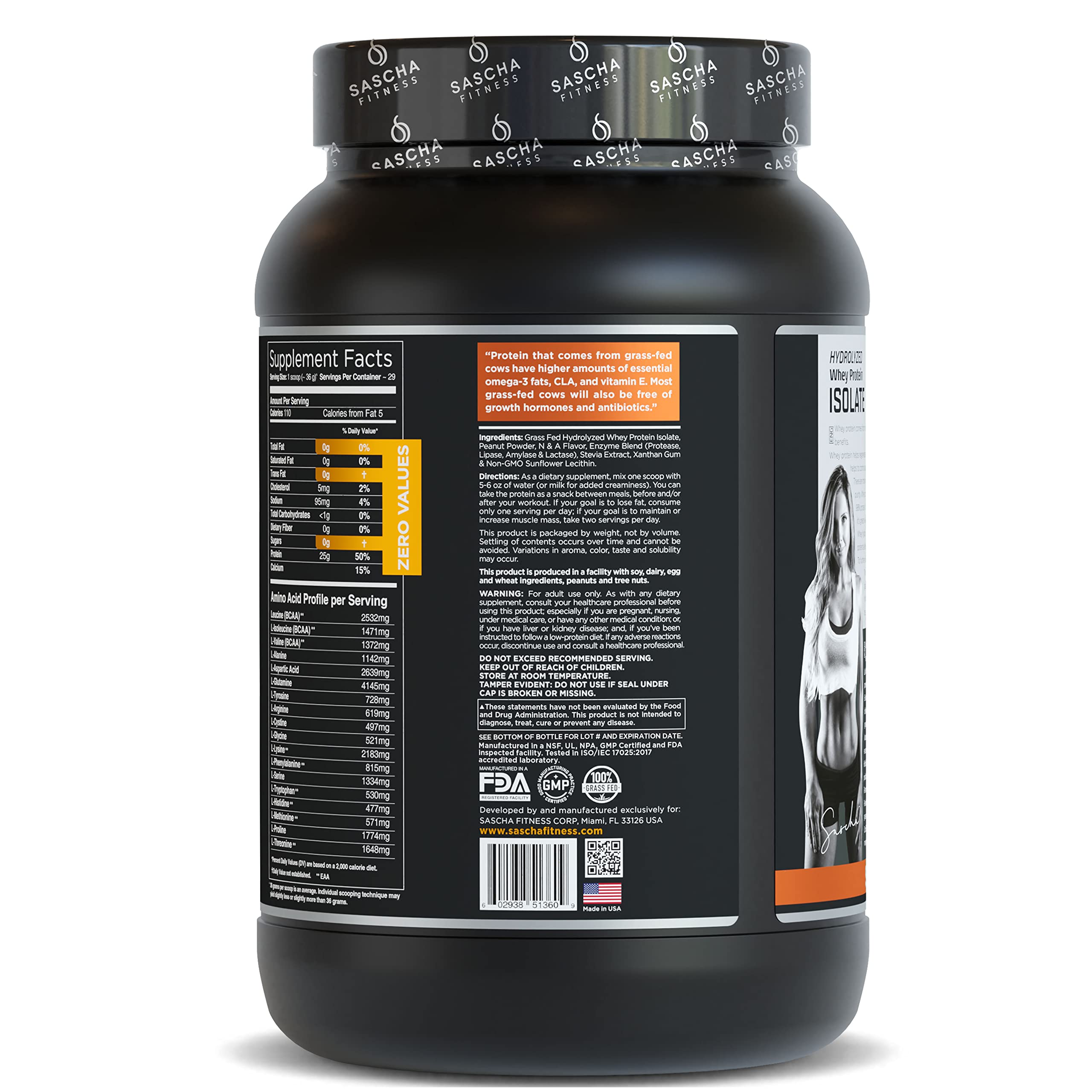 SASCHA FITNESS Hydrolyzed Whey Protein Isolate,100% Grass-Fed ,2.3 Pounds SASCHA FITNESS uk supplements