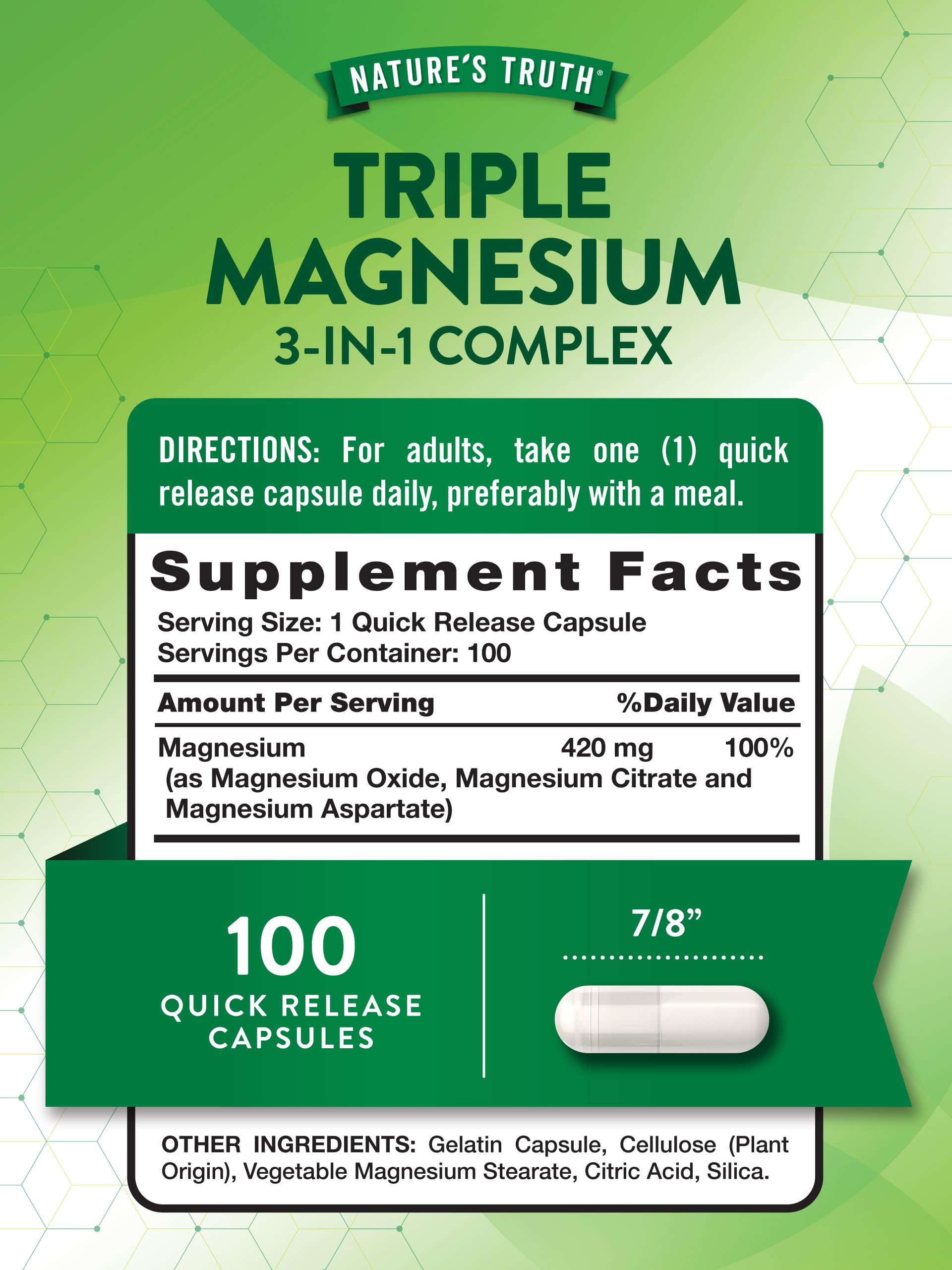 Nature's Truth Triple Magnesium Complex Supplement | 100 Capsules | 420 mg Magnesium Oxide, Citrate & Aspartate | Non-GMO & Gluten Free Nature's Truth uk supplements