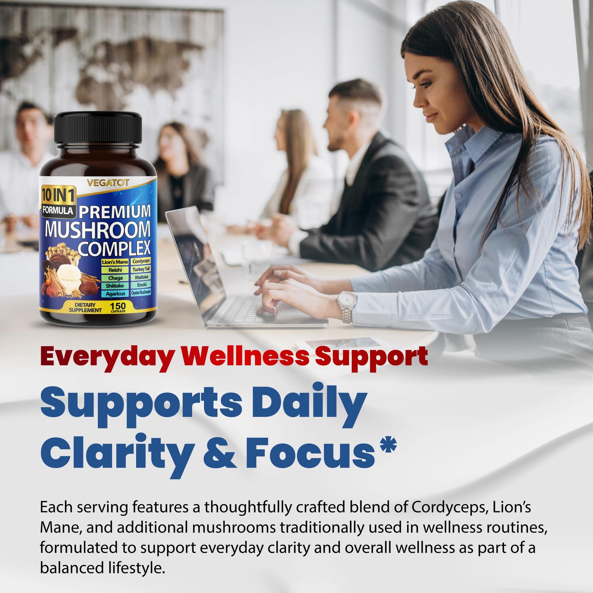 10 in 1 High Strength Mushroom Supplement - Lions Mane, Cordyceps, Reishi - Brain Supplements for Memory and Focus ** 5-Month Supply VEGATOT uk supplements