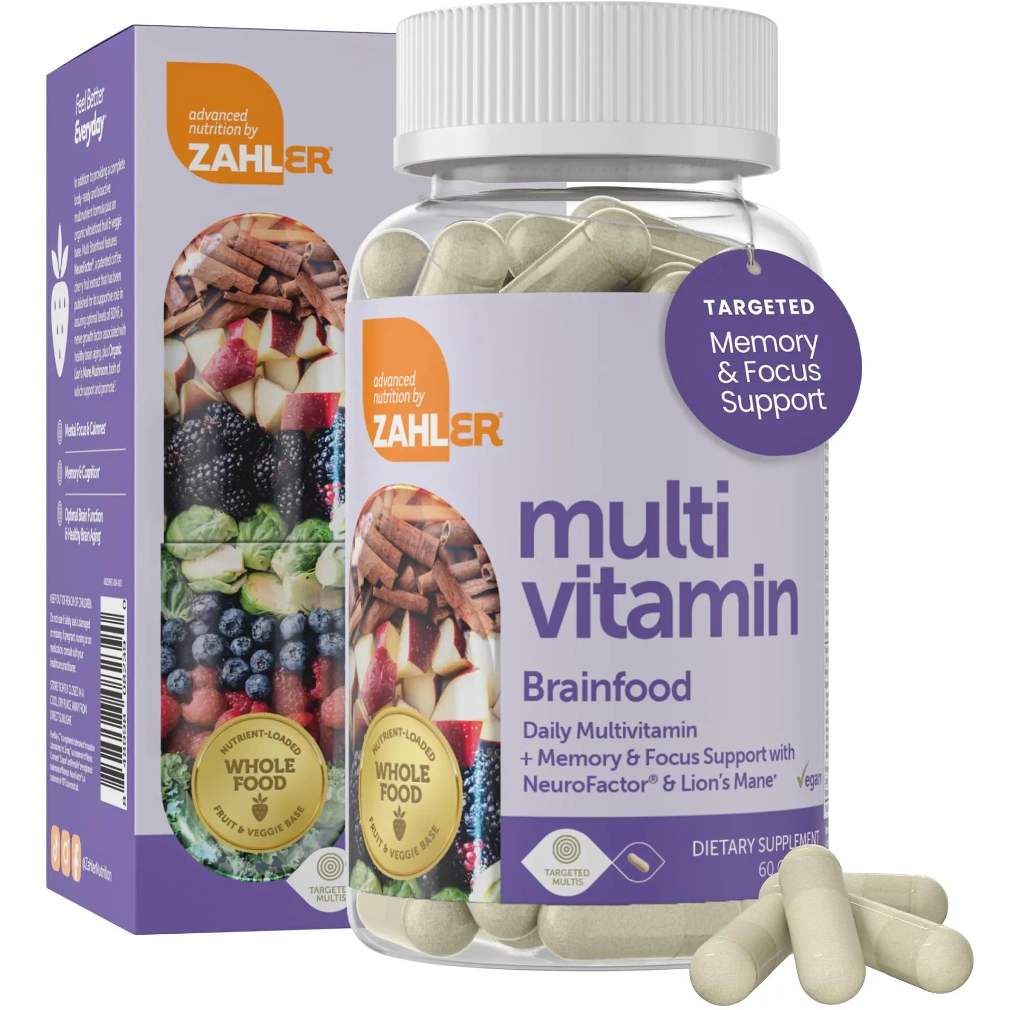 Zahler - Multivitamin Brain Supplement (60 Count) Kosher Brainfood Capsules for Adults with Neuro Factor & Lion's Mane Zahler uk supplements