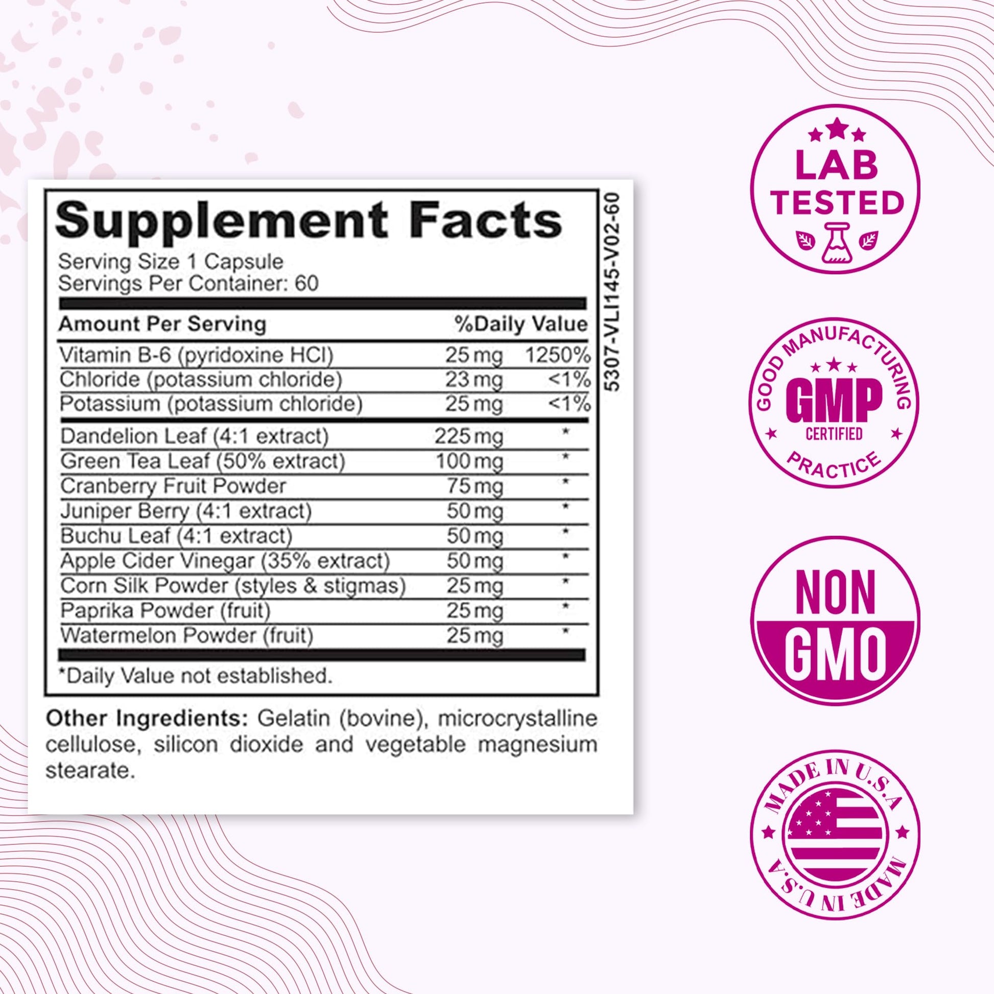 Water Retention Pills for Women Bloating Relief with Vitamin B6, Dandelion & Green Tea Natural LADYME WOMEN'S HEALTH uk supplements