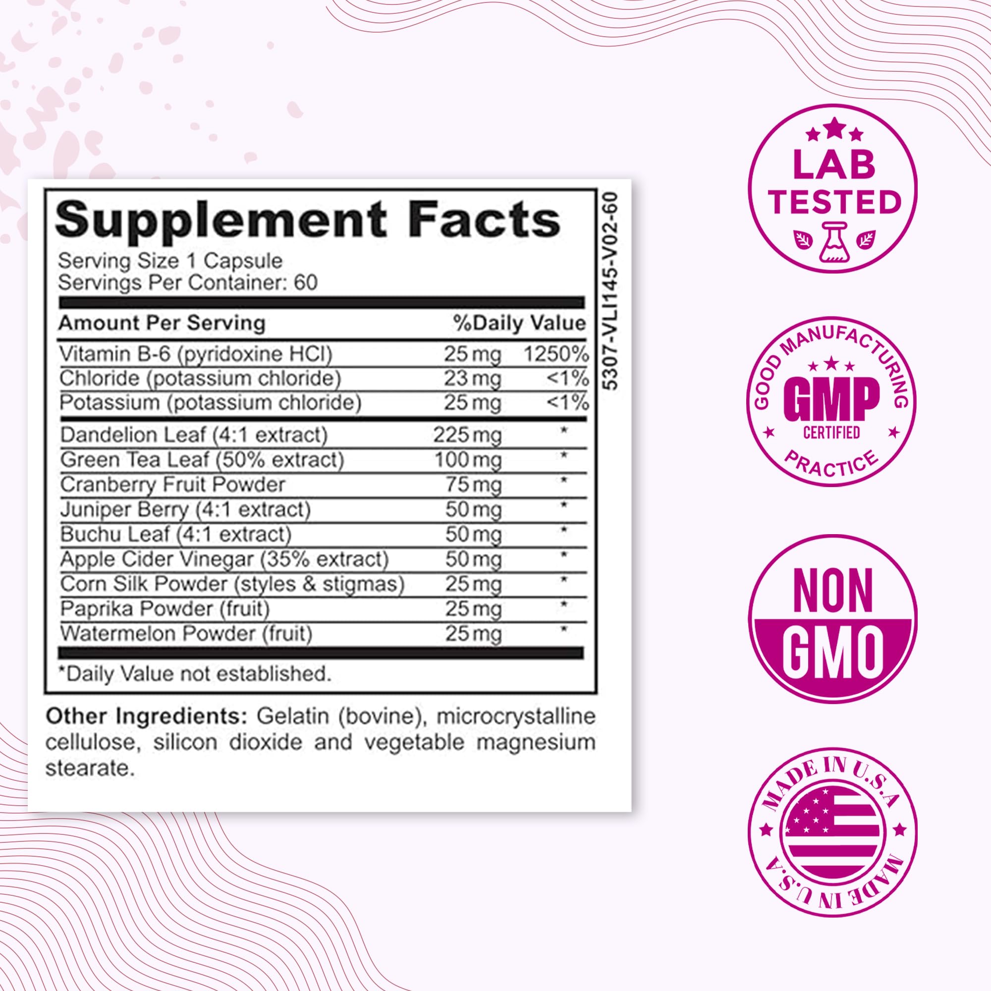 Water Retention Pills for Women Bloating Relief with Vitamin B6, Dandelion & Green Tea Natural LADYME WOMEN'S HEALTH uk supplements