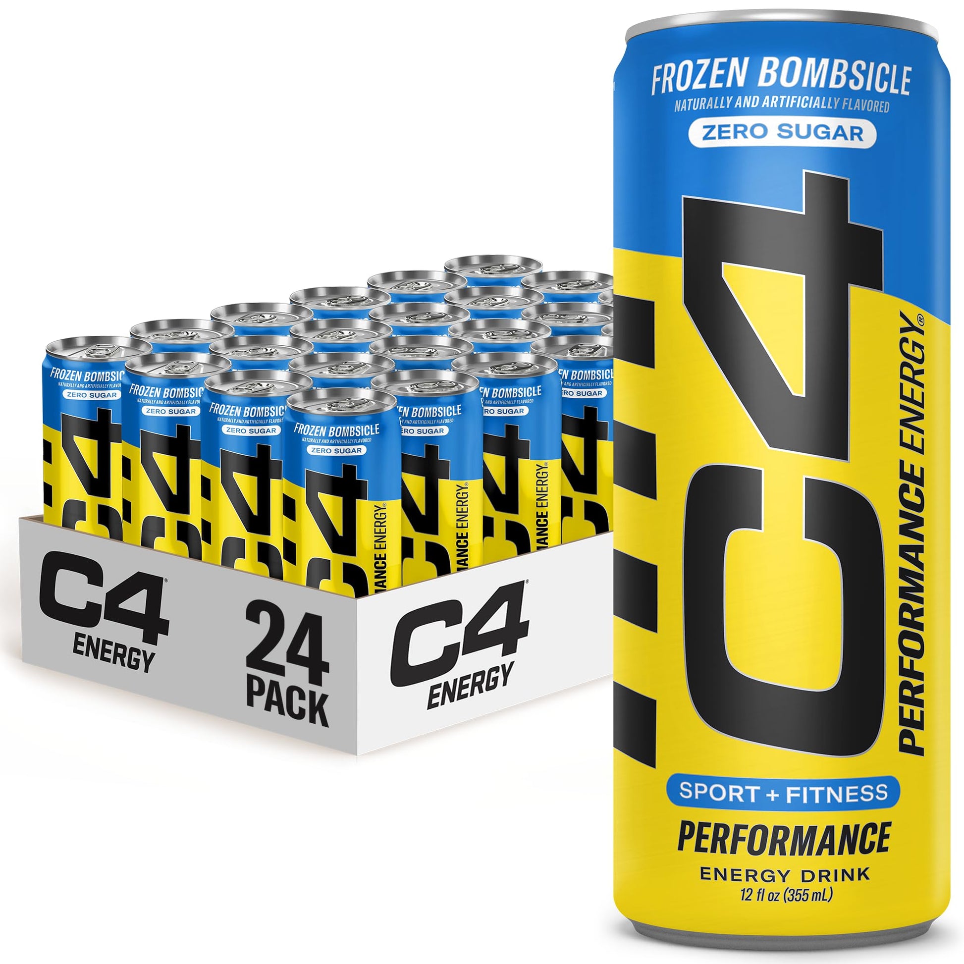 C4 Energy Drink 12oz (Pack of 24) - Frozen Bombsicle - Sugar Free Pre Workout Performance Cellucor uk supplements