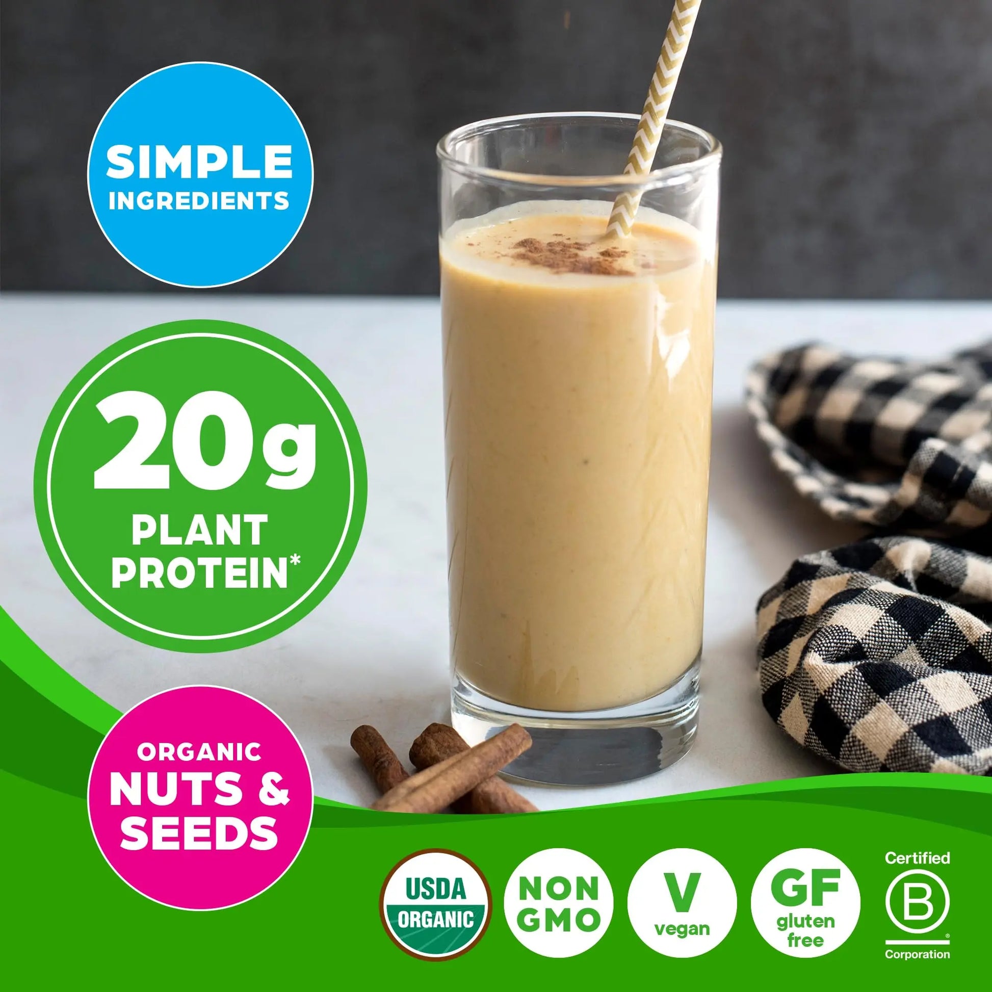 Orgain Organic Simple Vegan Protein Powder, Vanilla - 20g Plant Based Protein, Made with less Ingredients, No Artificial Sweeteners, Gluten Free, No Dairy or Lactose, 1.25 lb (Packaging May Vary) Orgain uk supplements