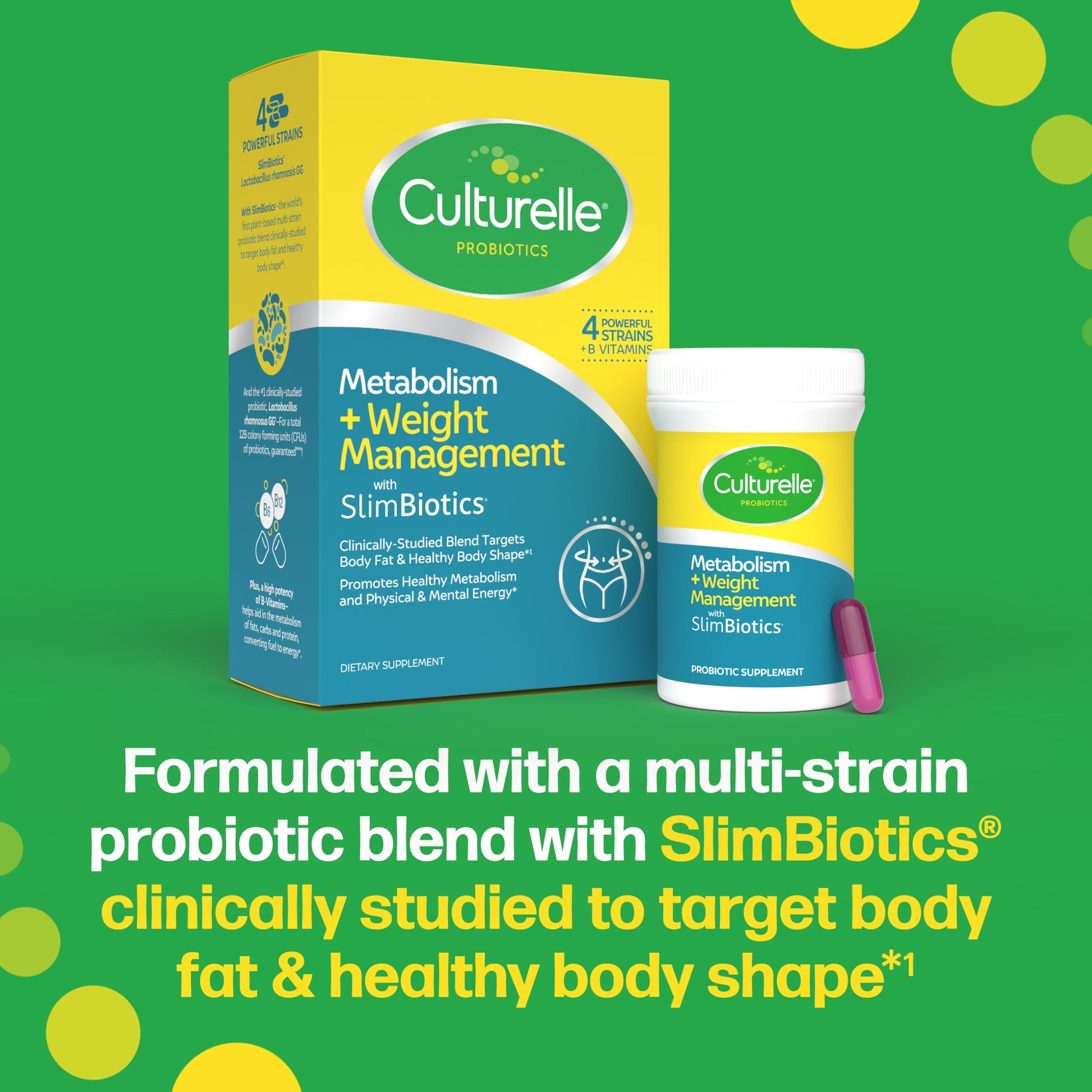 Culturelle Metabolism + Weight Management with SlimBiotics® Probiotic Capsules – 30 Count – Helps Safely Manage Weight - Promotes Healthy Metabolism and Physical & Mental Energy Culturelle uk supplements