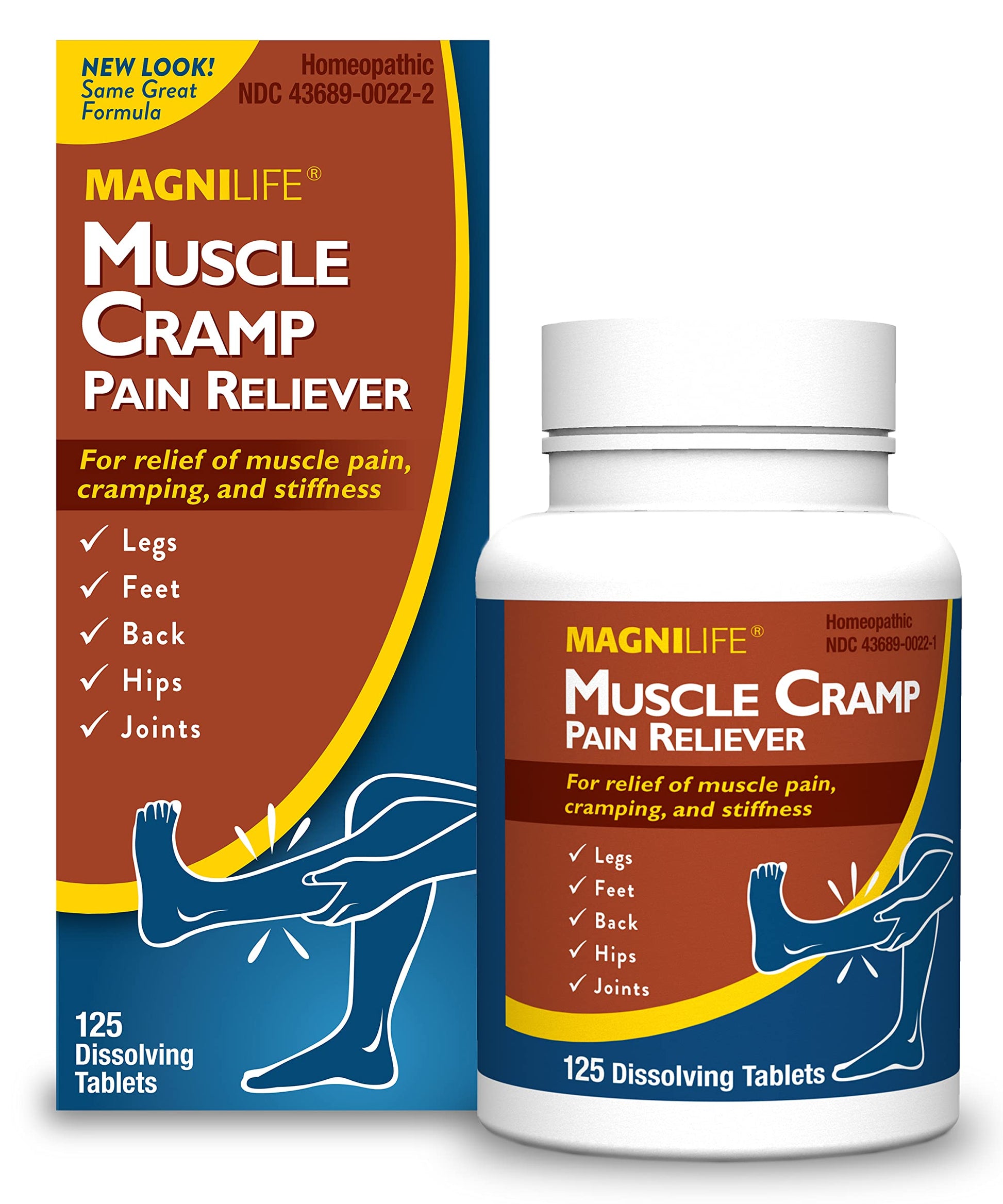 MagniLife Muscle Cramp Pain Relief Quick-Dissolve Tablets, 125 Count, Quinine-Free Homeopathic Medicine for Leg, Foot, Hip, Joint & Back Pain Relief, Helps Ease Muscle Ache, Cramping & Stiffness MagniLife uk supplements