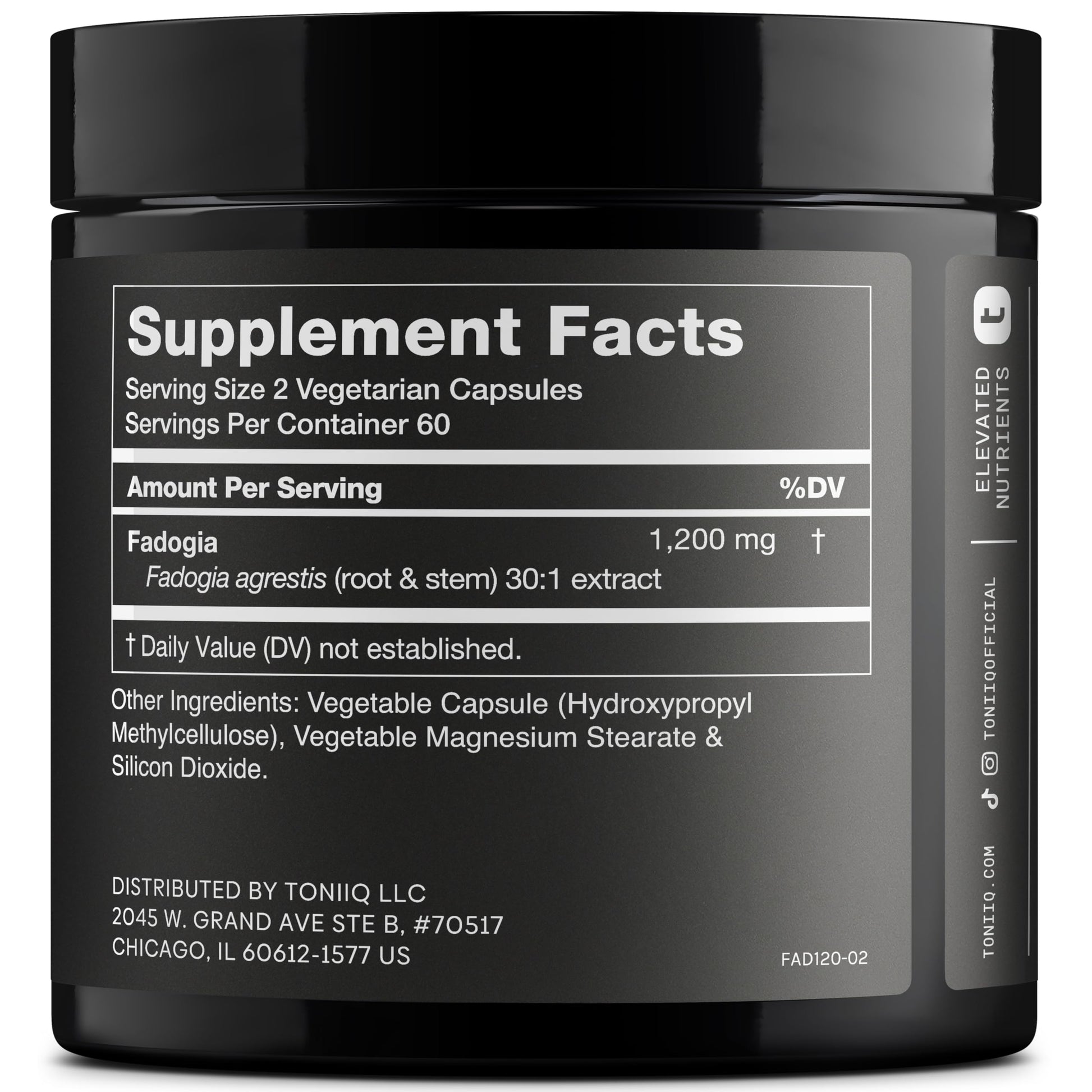 Toniiq Fadogia Agrestis - Ultra High Potency 30:1 Extract - 1200mg Per Serving - Highly Concentrated - Third-Party Lab Tested - 120 Capsules Toniiq uk supplements