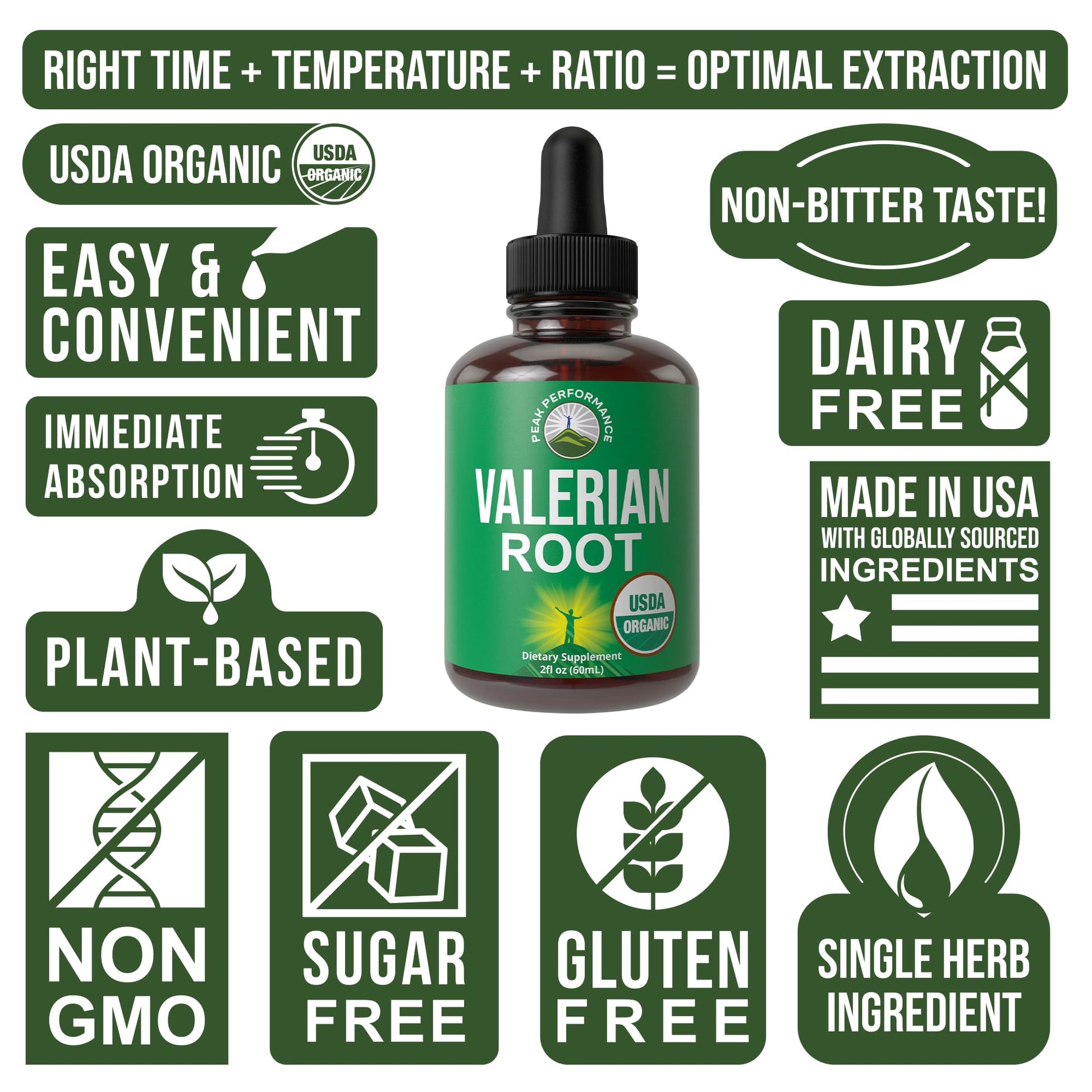 USDA Organic Valerian Root Liquid Drops Supplement. Vegan Extract Tincture for Relaxation, Sleep, Calm. Great Alternative to Valerian Capsules. Zero Sugar, Gluten Free Supplements for Women and Men Peak Performance uk supplements