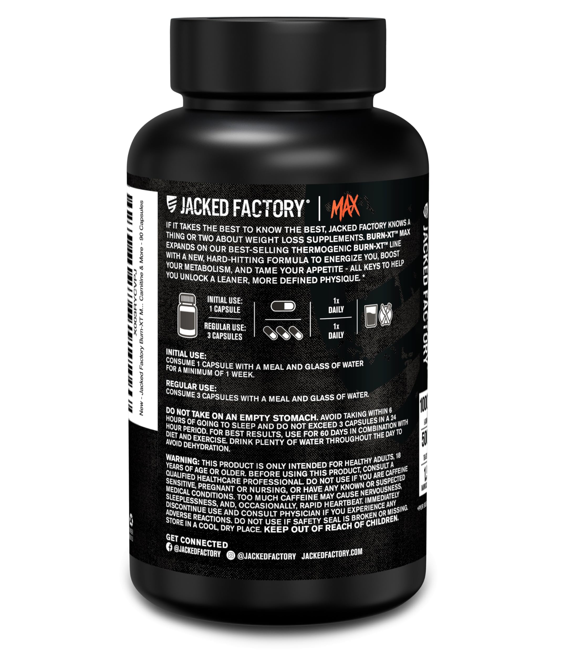 Jacked Factory Burn-XT Max - High-Performance Thermogenic Fat Burner & Appetite Suppressant for Weight Loss w/PurCaf Organic Caffeine, MitoBurn, Green Tea Jacked Factory uk supplements