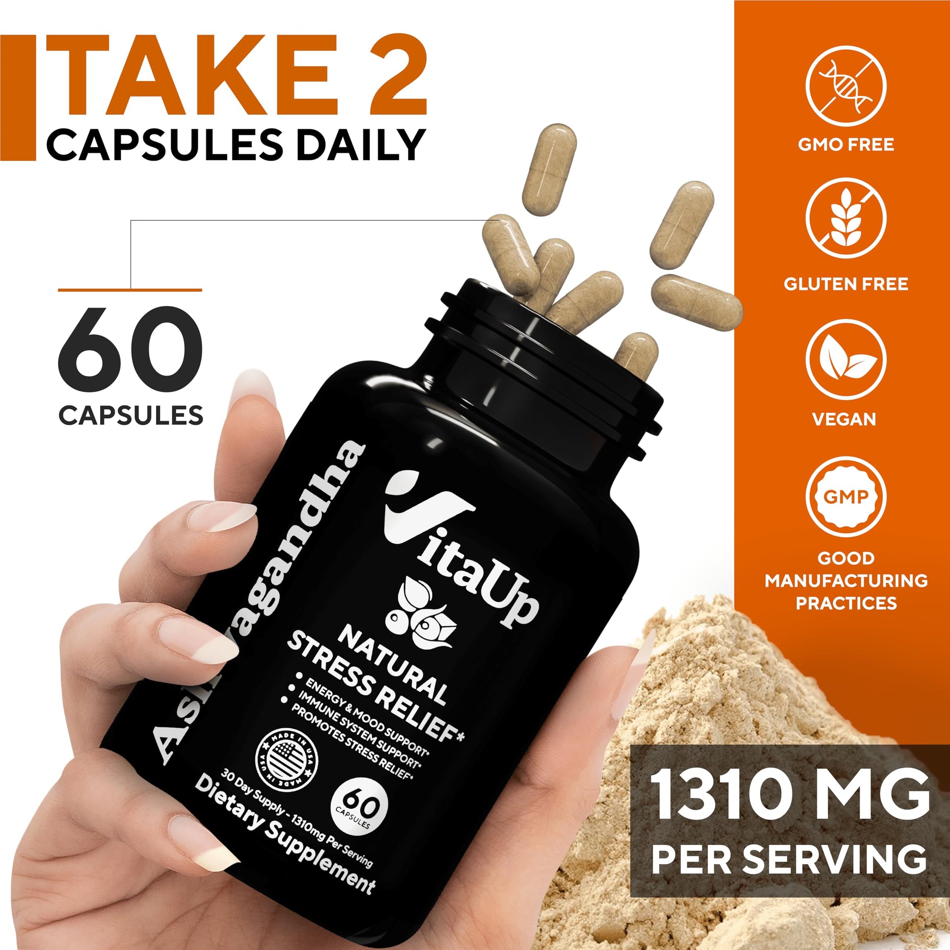 VitaUp Organic Ashwagandha Capsules 1310 mg - USA Made Ashwagandha Supplements VitaUp uk supplements