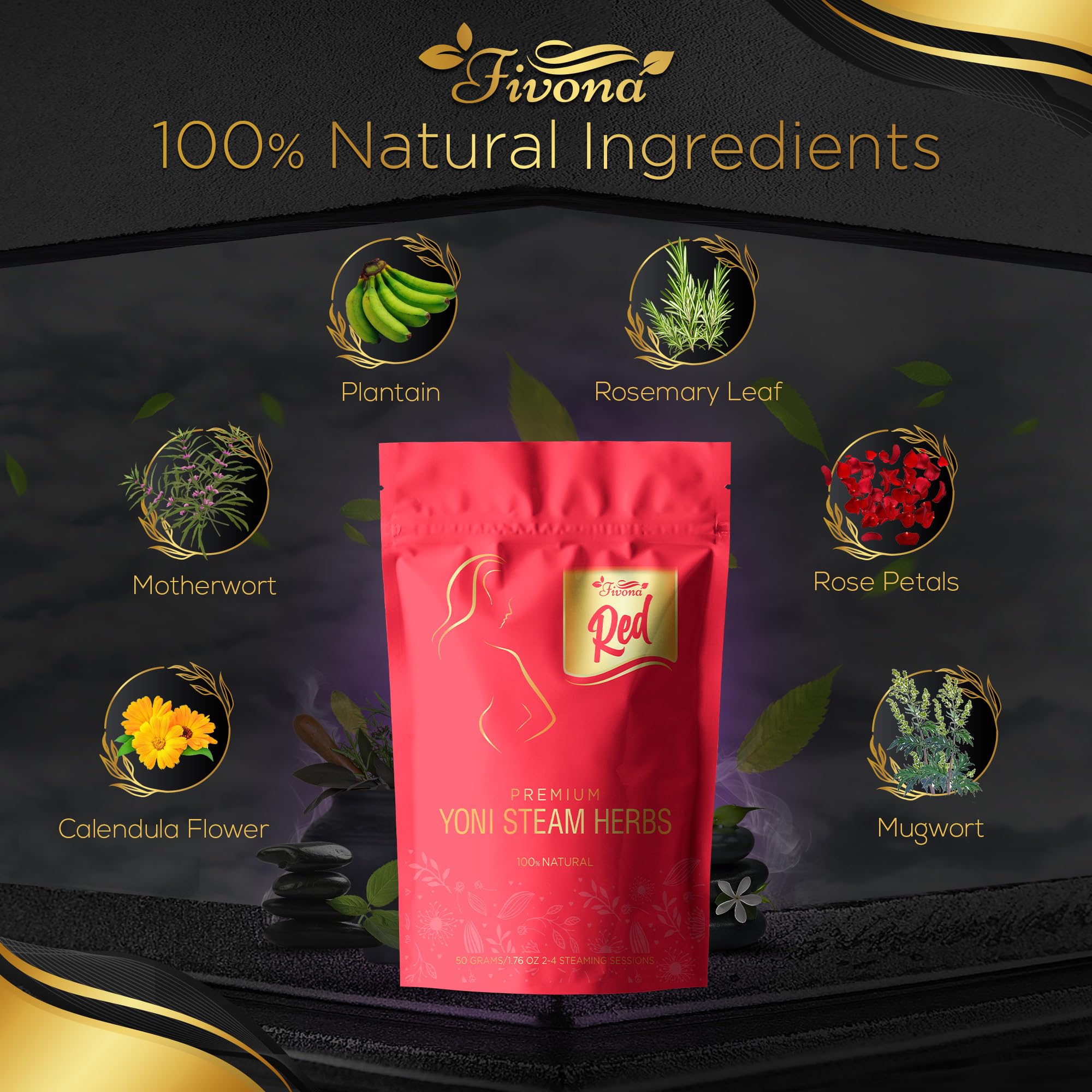 Fivona 4-in-1 Feminine Care Kit, Yoni Oil, Yoni Soap, Yoni Steaming Pot and Red Premium V Steam Herbs FIVONA uk supplements