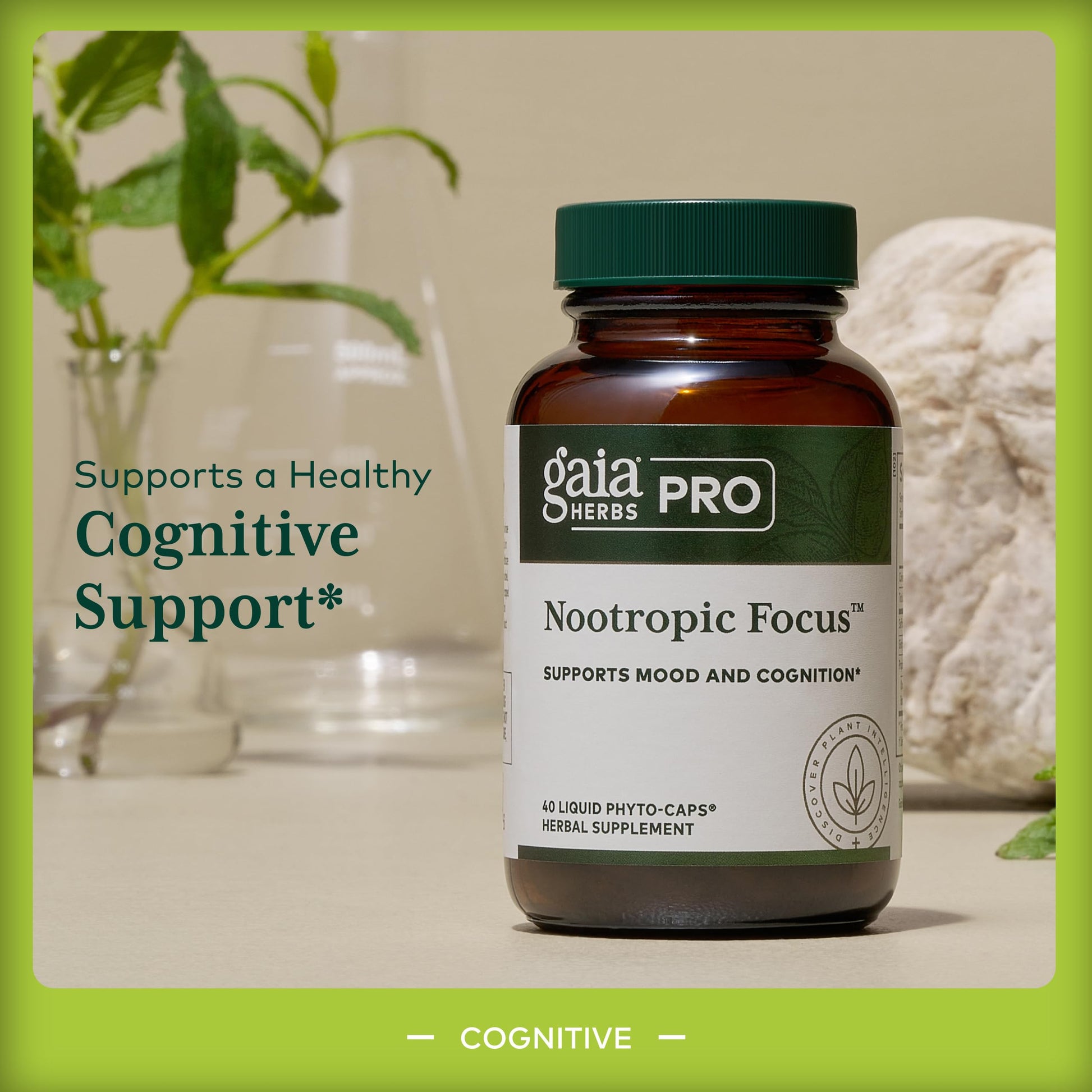 GAIA HERBS PRO Nootropic Focus - Brain Health Support Supplement* - Nootropic Supplement with Saffron, Ginkgo Leaf Extract & Lemon Balm - Vegan, Gluten-Free - 40 Liquid Phyto-Caps (20 Servings) Gaia Herbs PRO uk supplements