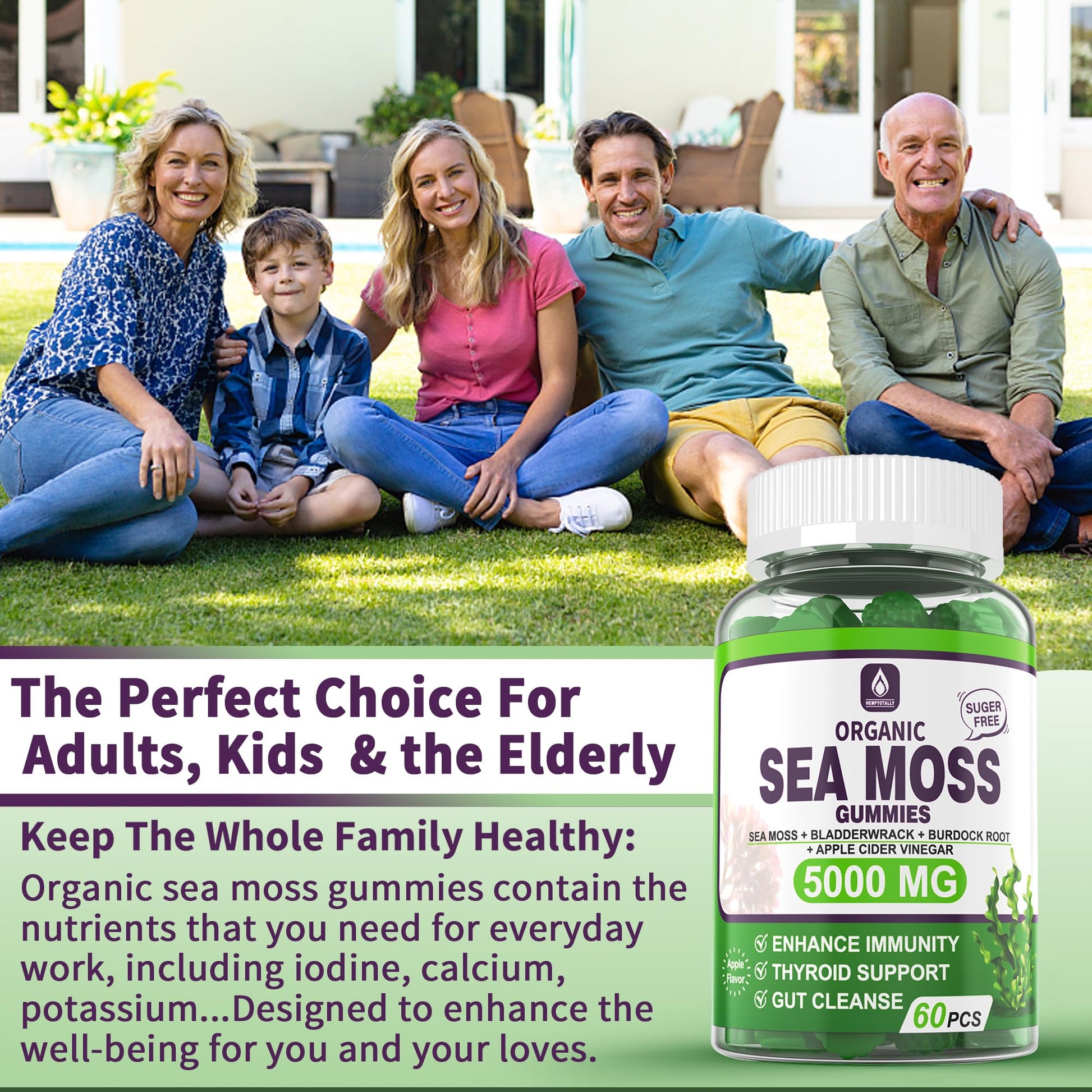 Sea Moss Supplement 5000mg, Sugar Free Sea Moss Gummies, Irish Sea Moss EnvyDeal uk supplements