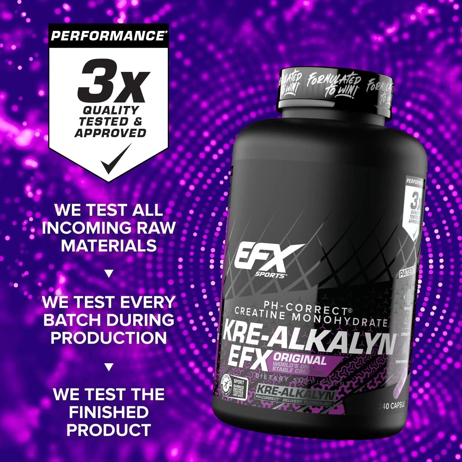 EFX Sports Kre-Alkalyn EFX | pH Correct Creatine Monohydrate Pill Supplement | Strength, Muscle Growth & Performance | 120 Servings, 240 Capsules EFX Sports uk supplements
