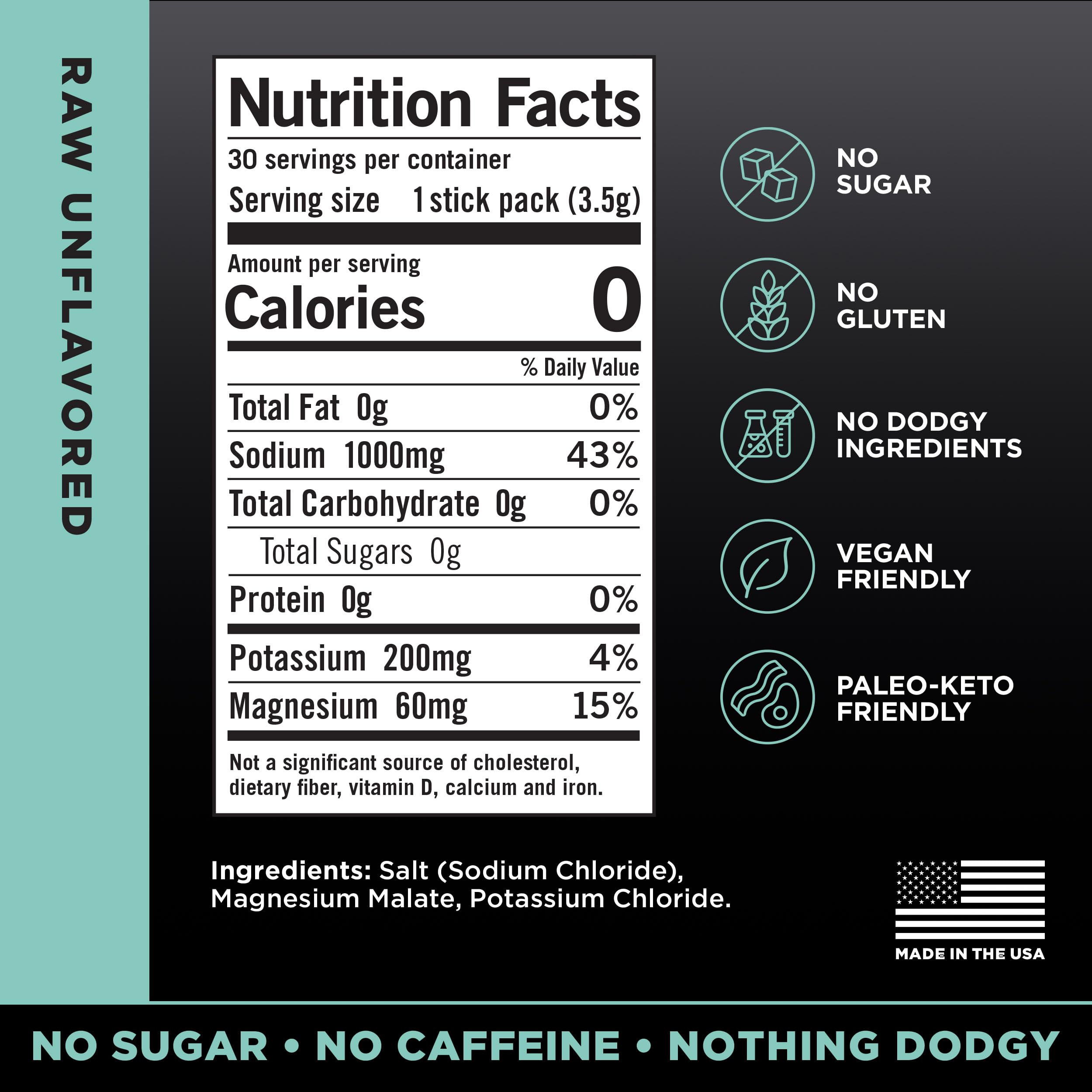 LMNT Zero Sugar Electrolytes - Raw Unflavored Salt | Drink Mix | 30-Count Drink LMNT uk supplements